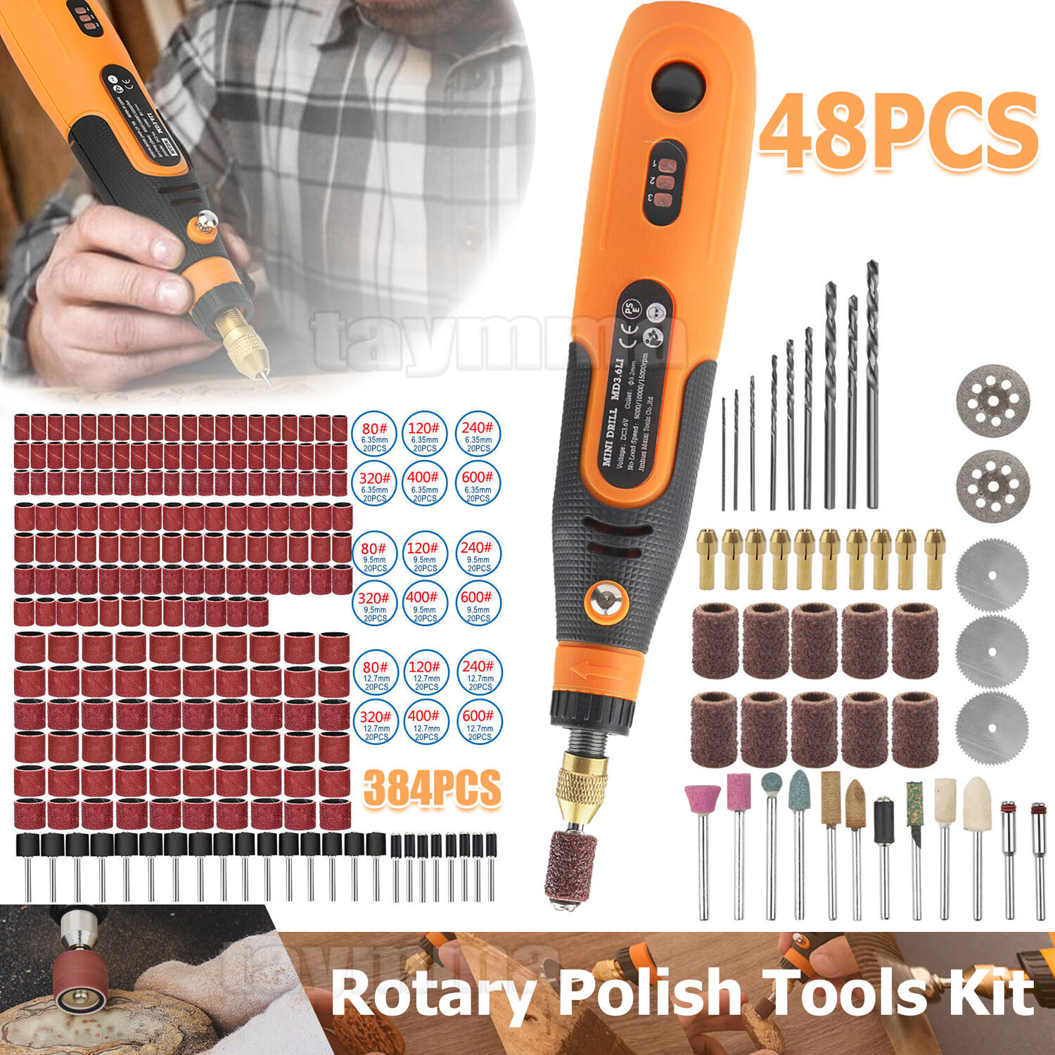 48pcs Abrasive for Dremel Rotary Tool Accessories Grinding Sanding Polishing Set