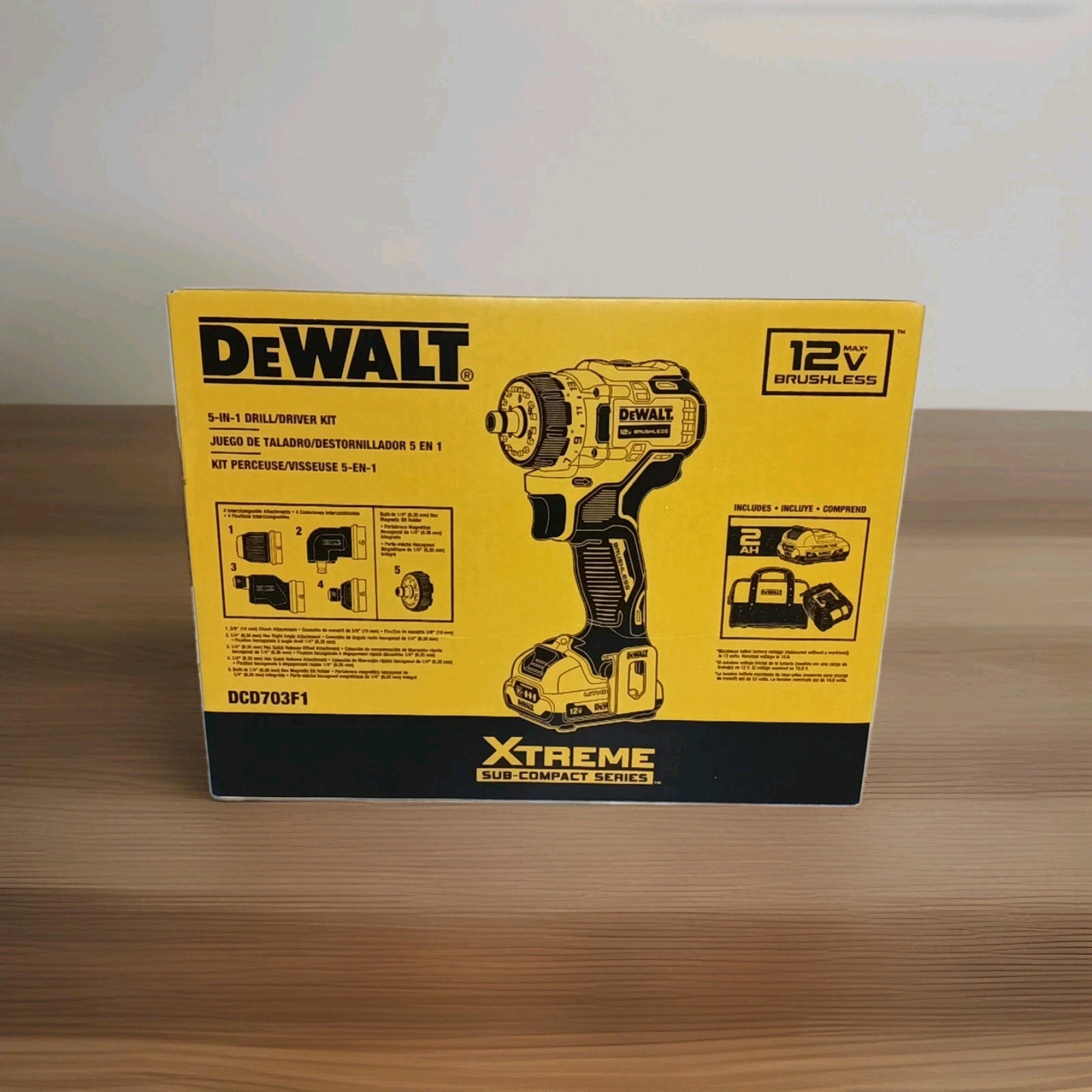 DEWALT 12 Volt DCD703F1 12V MAX Brushless Cordless 5-in-1 Drill/Driver Kit