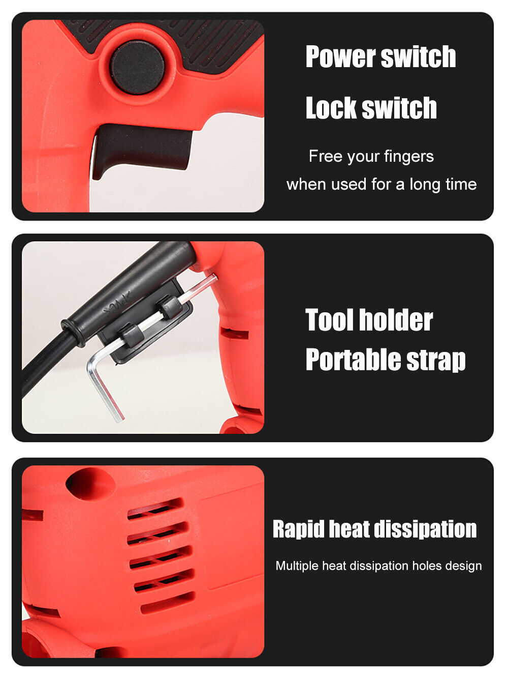 710W Electric Corded Jigsaw Kit Variable Speed Quick Jig Saw Power Saw Tool Set