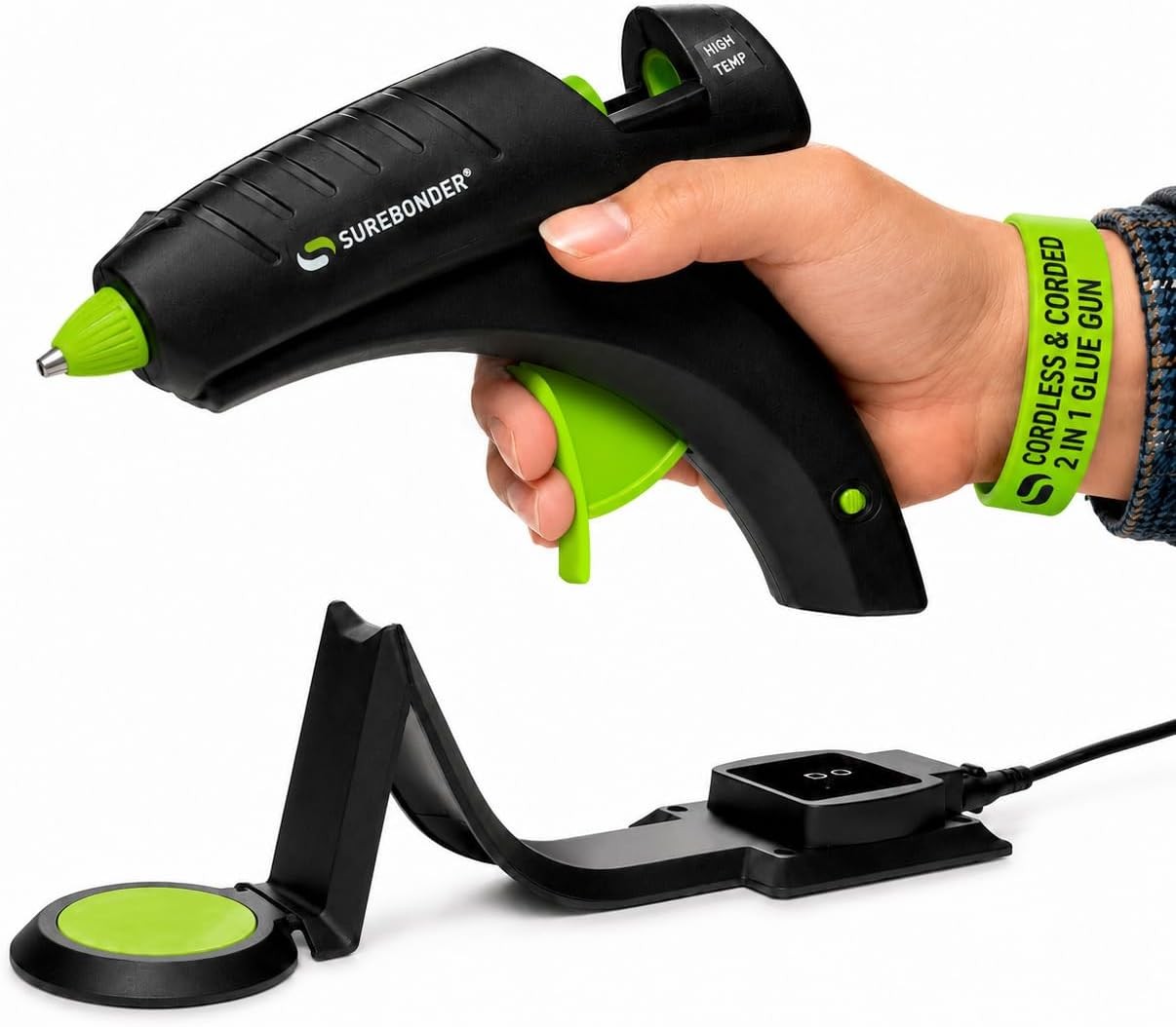 Surebonder Cordless/Corded Hot Glue Gun, 60W, High Temp, Full Size