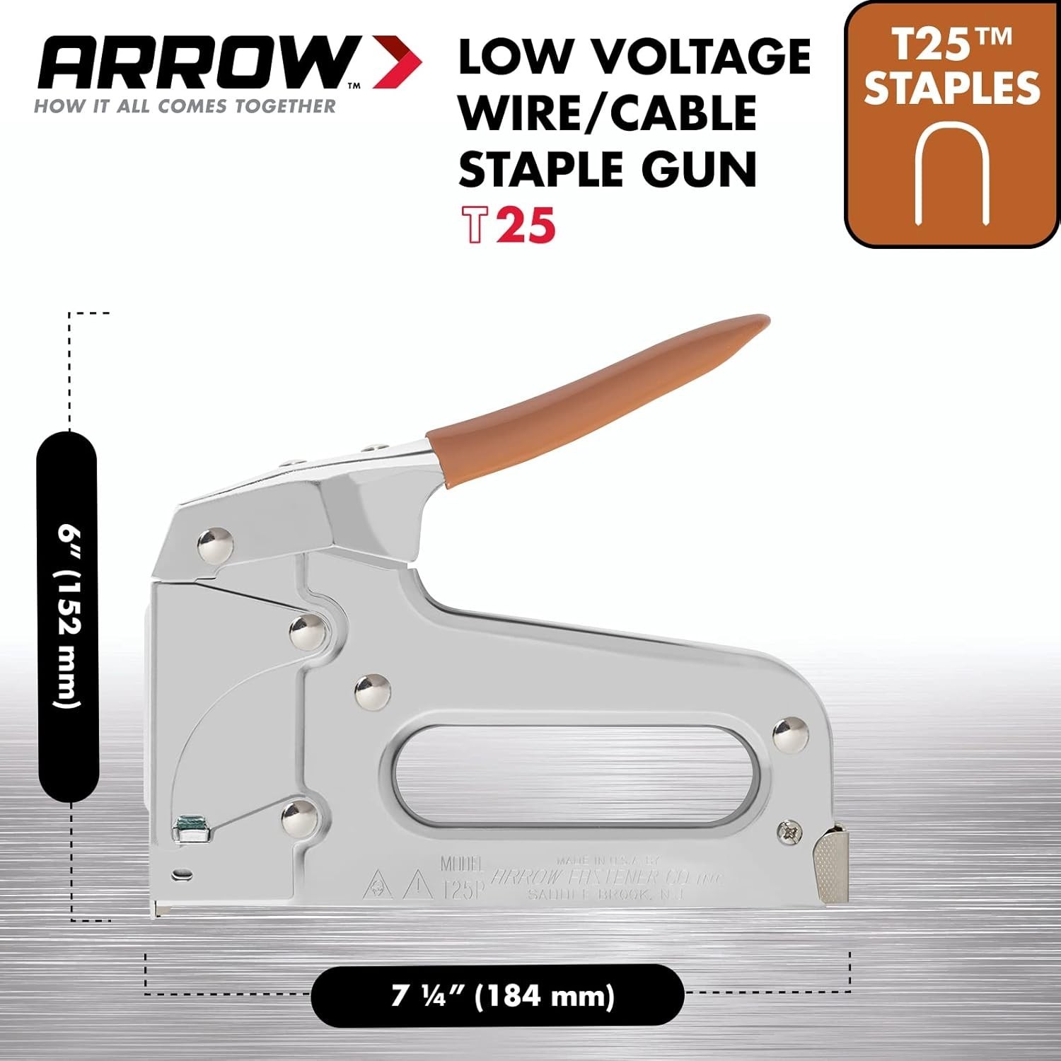 Arrow T25 Heavy Duty Staple Gun for Low Voltage Wire & Cable Up to 1/4&Prime;