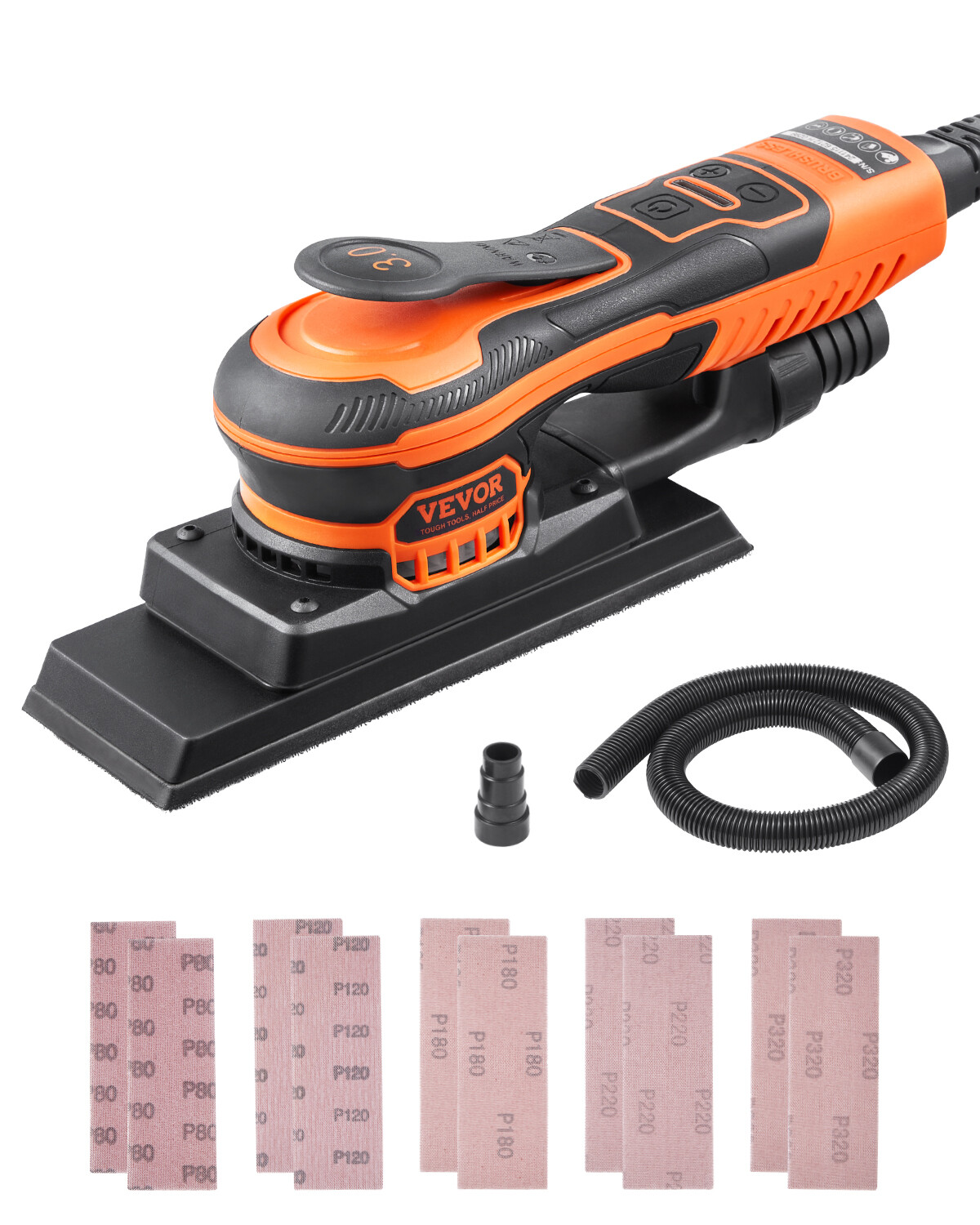 3/8 Sheet Sander 350W 6 Speeds Brushless Finishing Sander for Woodworking