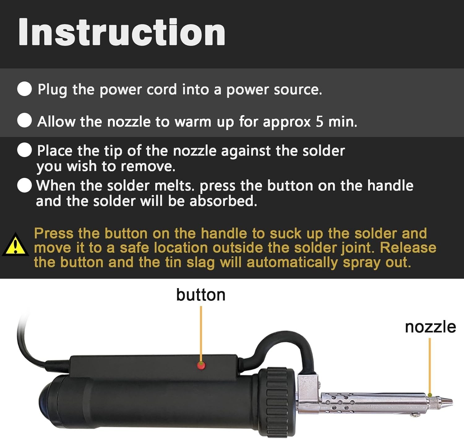 Electric Solder Sucker Vacuum,Automatic Desoldering Pump,Black Desoldering To…