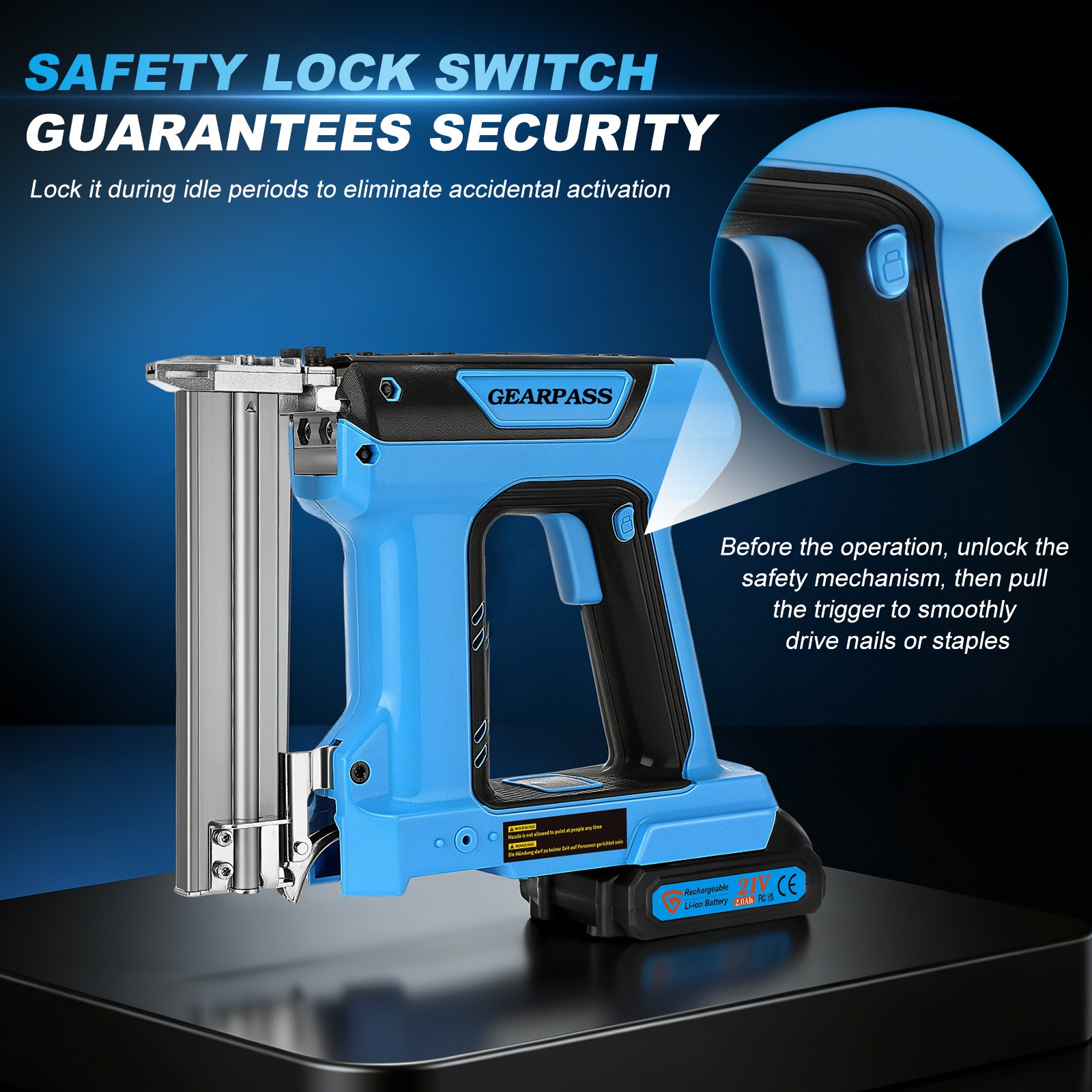 2 in 1 Cordless Nail Gun Brad Nailer with 18 GA w/charger & 2 2-IN-1