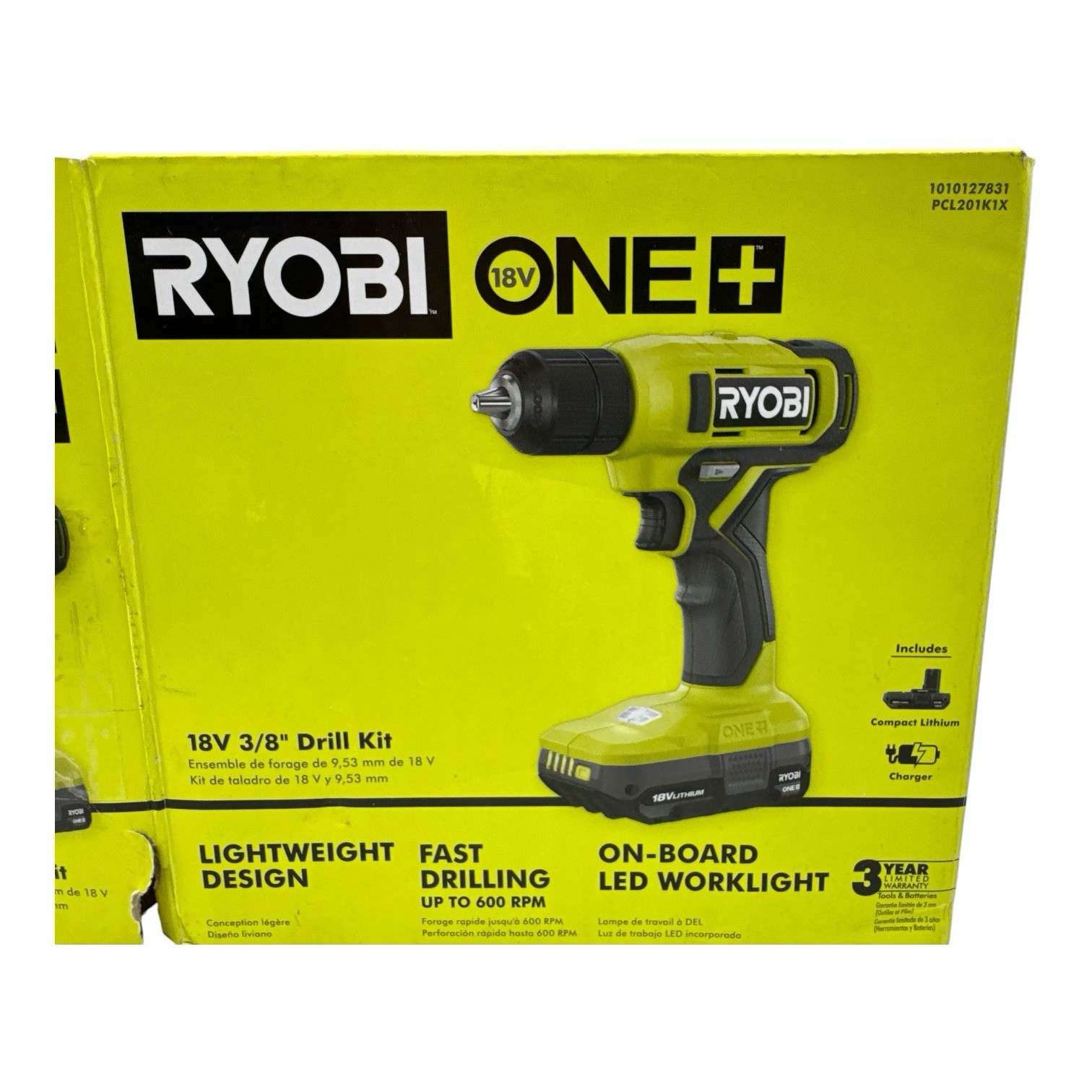RYOBI ONE+ 18V 3/8 in Drill/Driver Kit Battery & Charger PCL201K1X (OB)