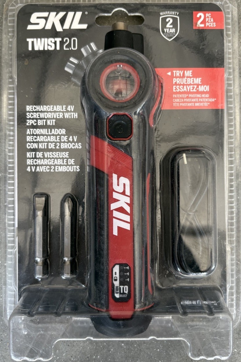 SKIL Twist 2.0 Rechargeable 4V Screwdriver with Pivoting Head Torque Setting USB