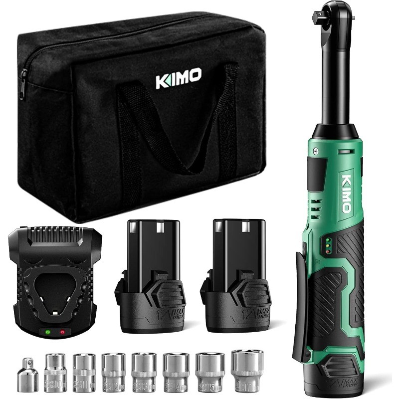 3/8&Prime; Extended Electric Ratchet Wrench Set, 400RPM 40Ft-Lbs