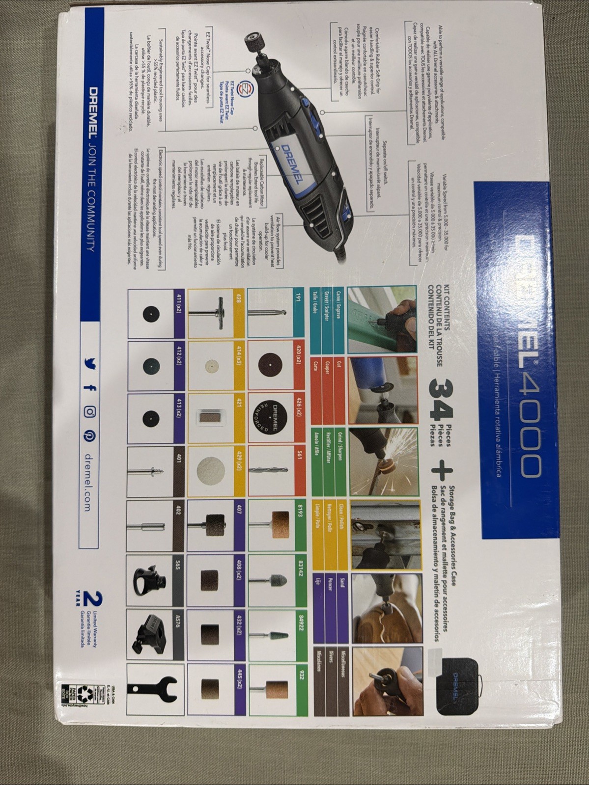 Dremel 4000-DR-RT Variable Speed High Performance Rotary Tool Kit