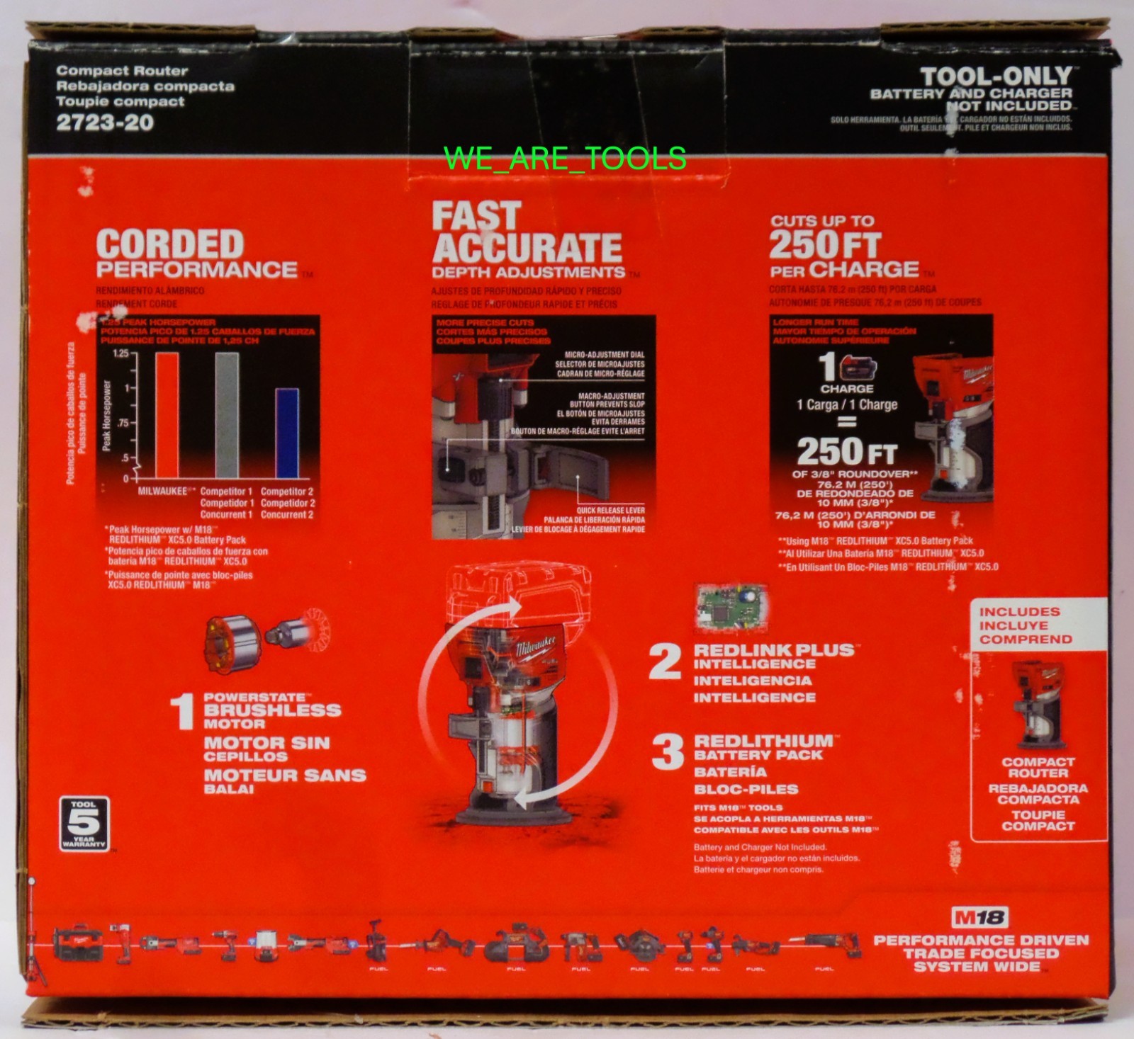 Milwaukee NEW IN BOX 2723-20 FUEL Brushless Router Fuel Compact M18 18 Volt