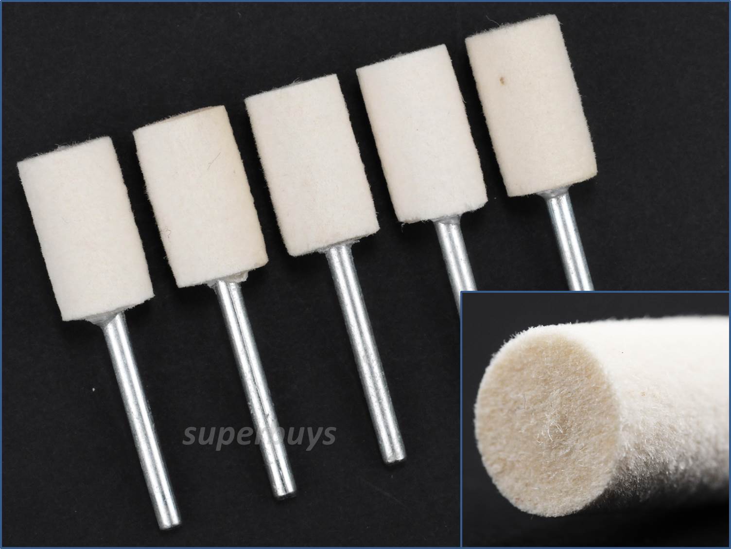 5pcs 10mm Cylindrical Cotton Felt Polishing Wheel Buff Buffing Pad Polish Drill