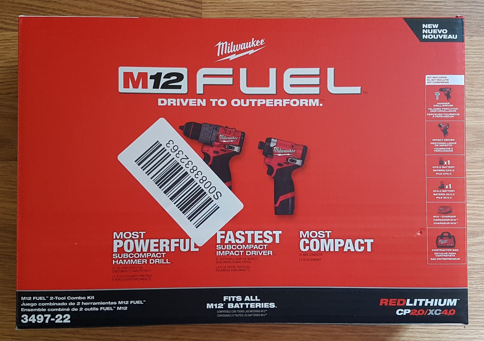 Milwaukee 3497-22 M12 FUEL Hammer Drill & Impact Driver Combo Kit w/2 Batteries