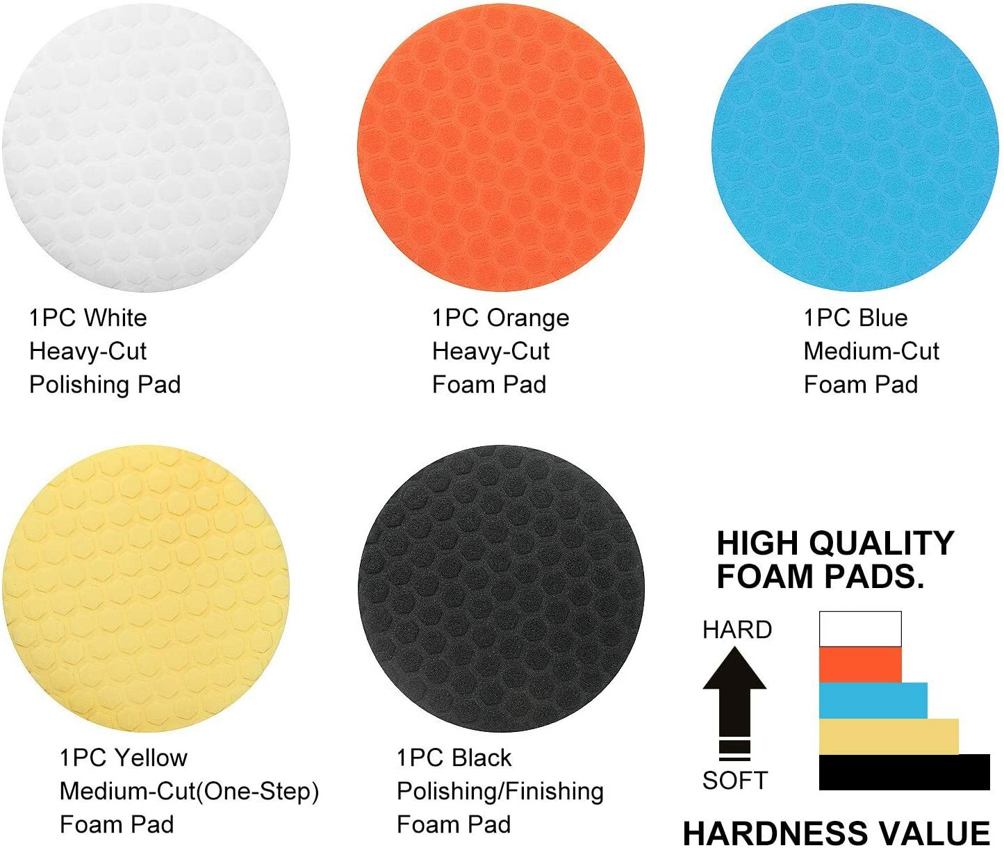 Polishing Pad 7&Prime; Car Waxing Polish Foam Sponge Kit Buffer Polisher Buffing Wheel