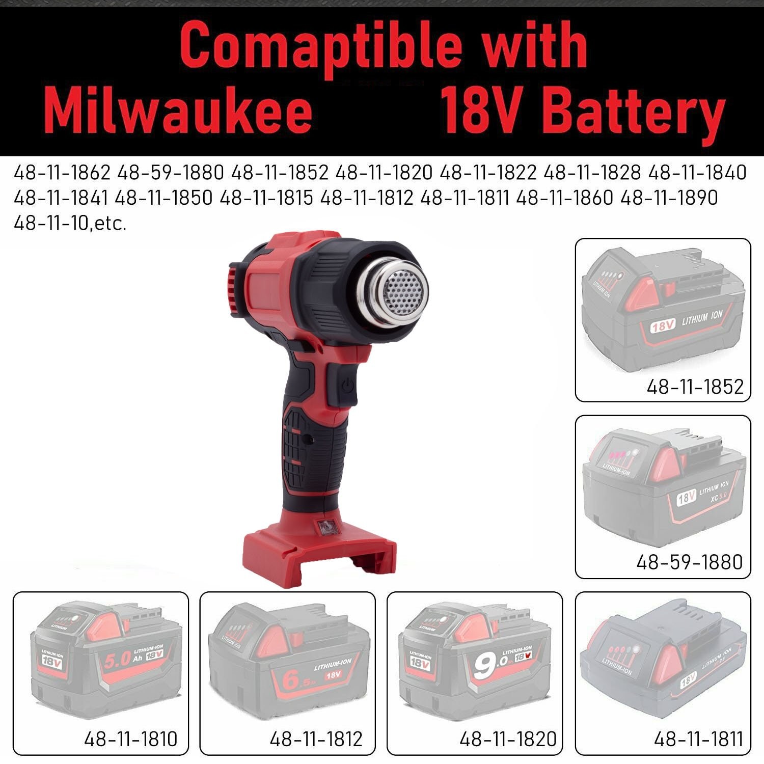 360W Fast Heating Hot Air Gun For Milwaukee 18V Battery for Shrink Tubing Tools