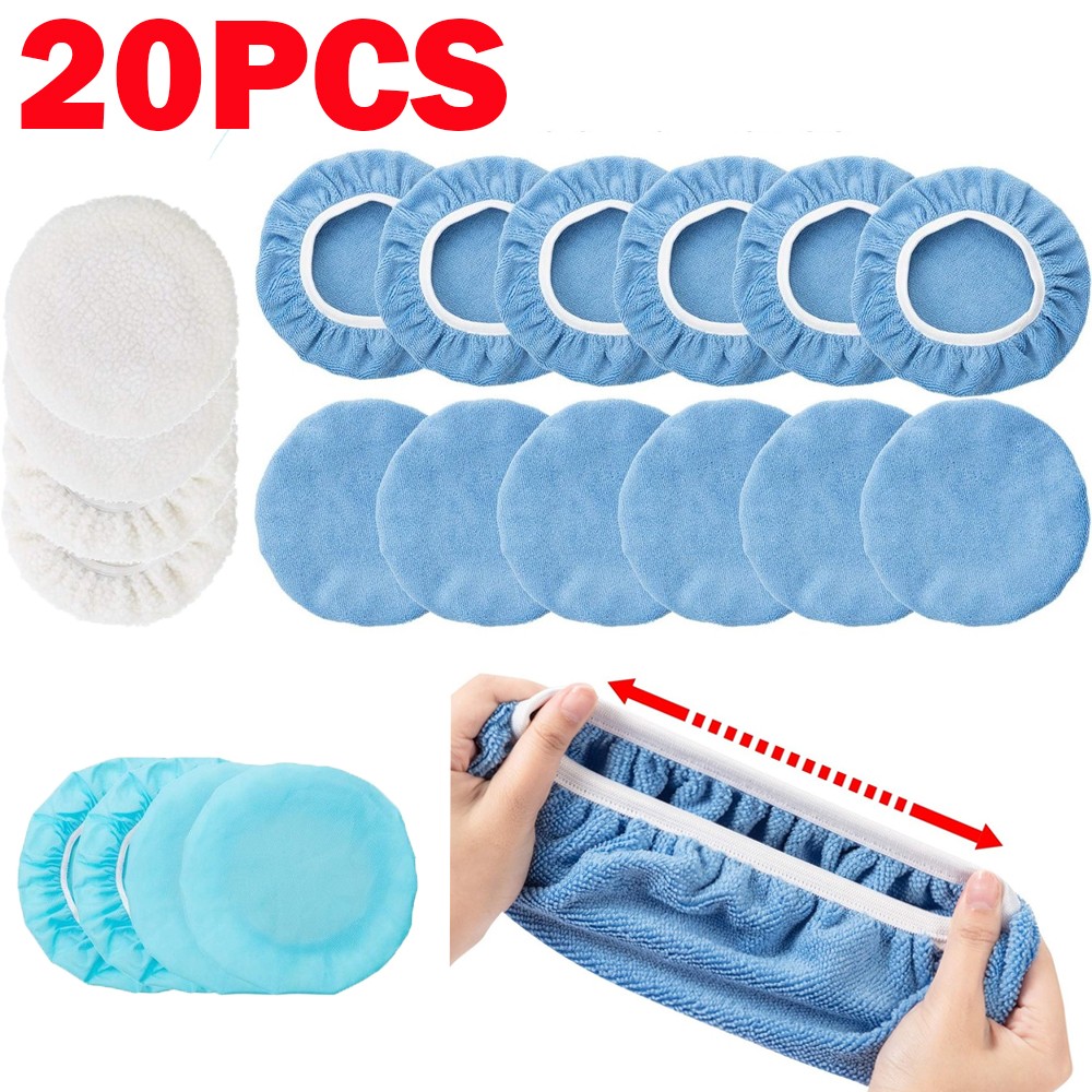 20 Pieces Polishing Bonnet Buffer Pads Soft Wool For 5-6&Prime; Car Polisher