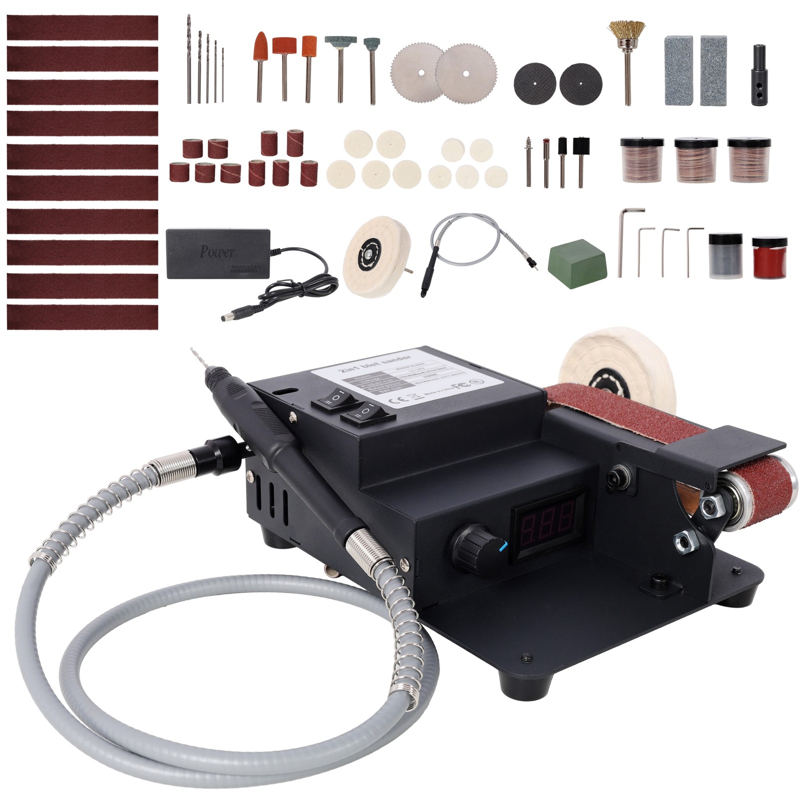 2-in-1 Belt Sander 350W Dual Motor Rotary Tool Multifunctional Power Tool