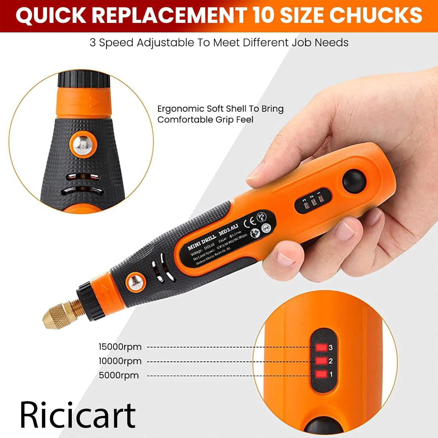 Mini Cordless Drill Machine 46Pcs Small Hand Rotary Tool with 3 Speed, 900Ah USB