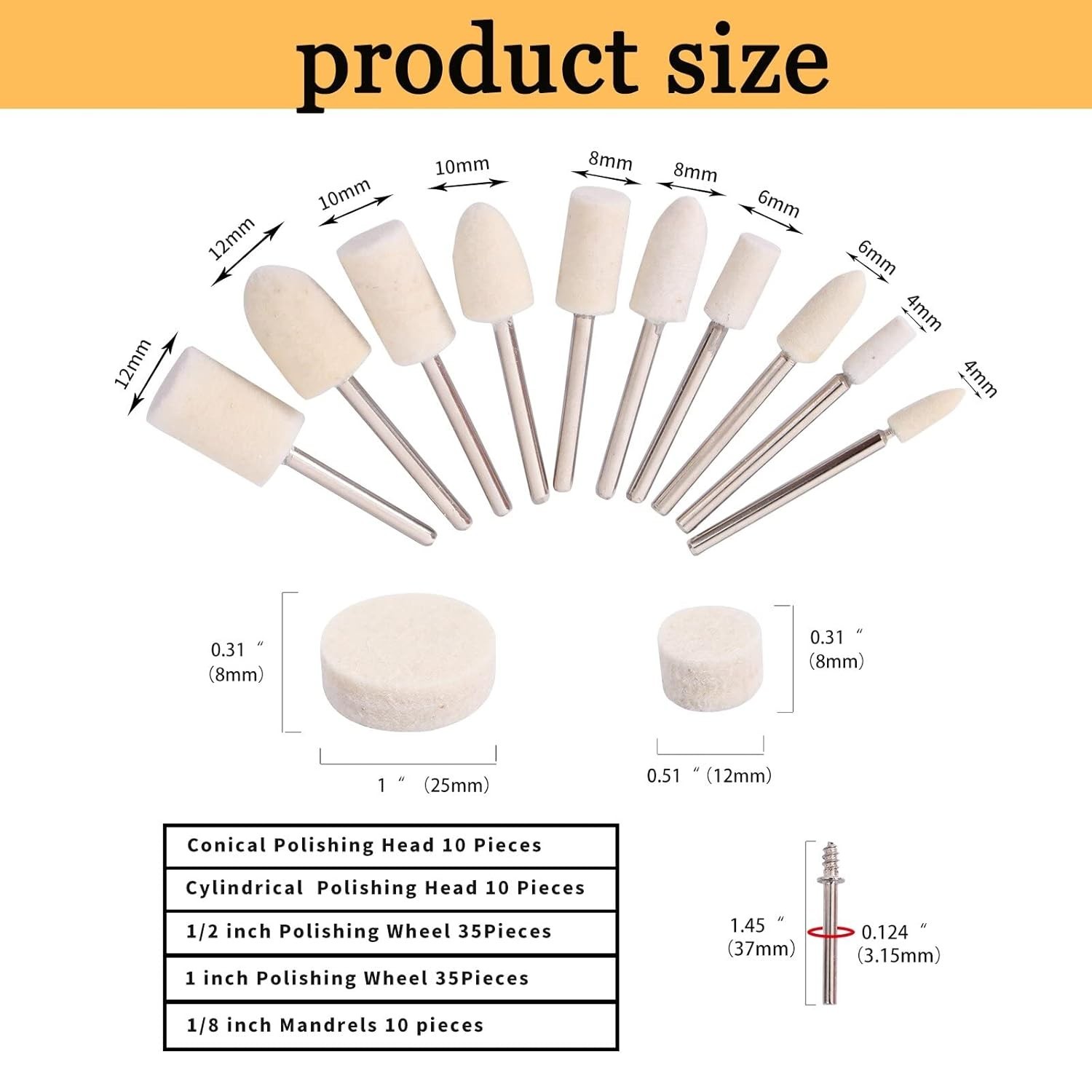 Complete Polishing Wheel Kit – 100PCS Dremel Buffing Wheels with Multiple Shapes