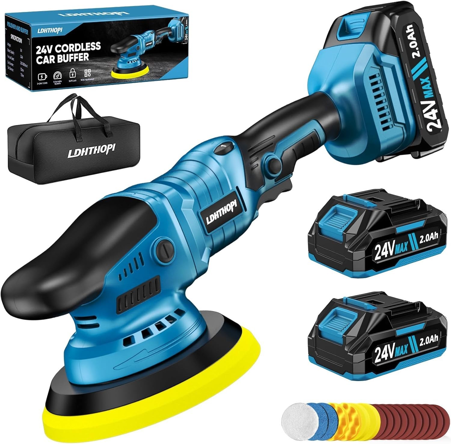 Cordless Buffer Polisher , 2000Mah Battery, 10000RPM 1600W (No Batteries)