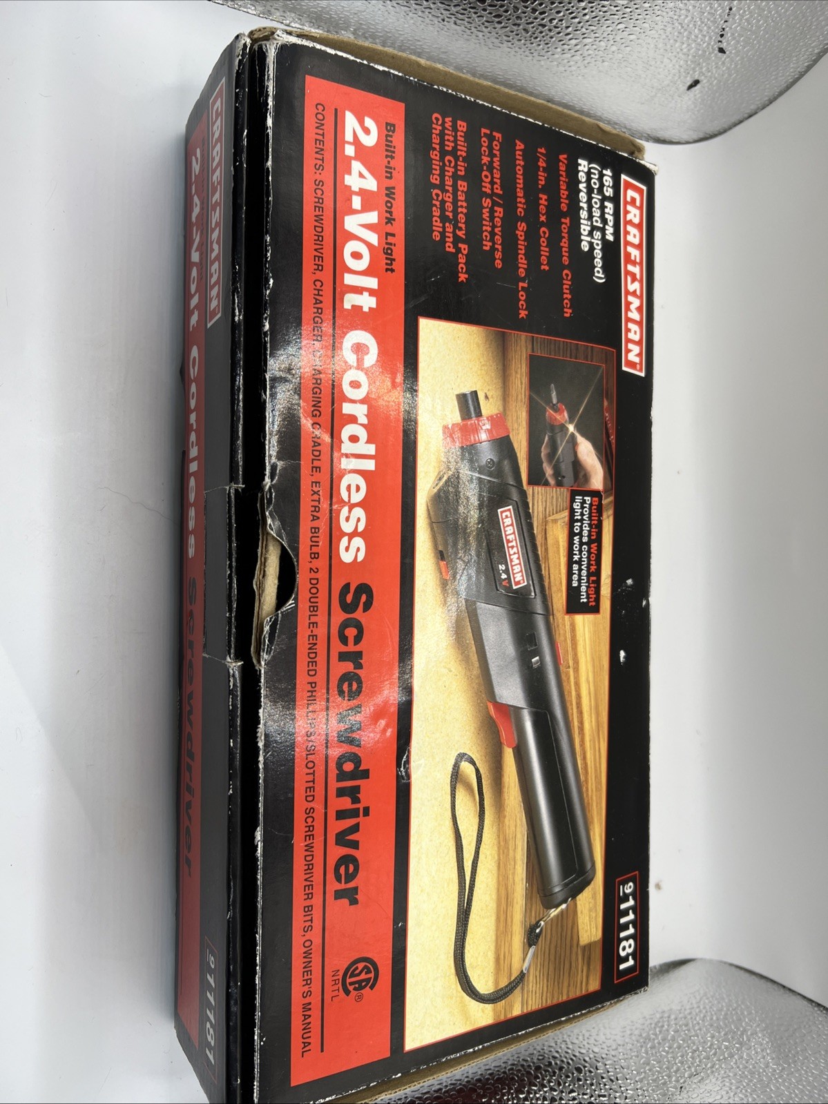 Craftsman Vtg NOS 2.4v Cordless Screwdriver Brite Driver Reversible Tool 911181