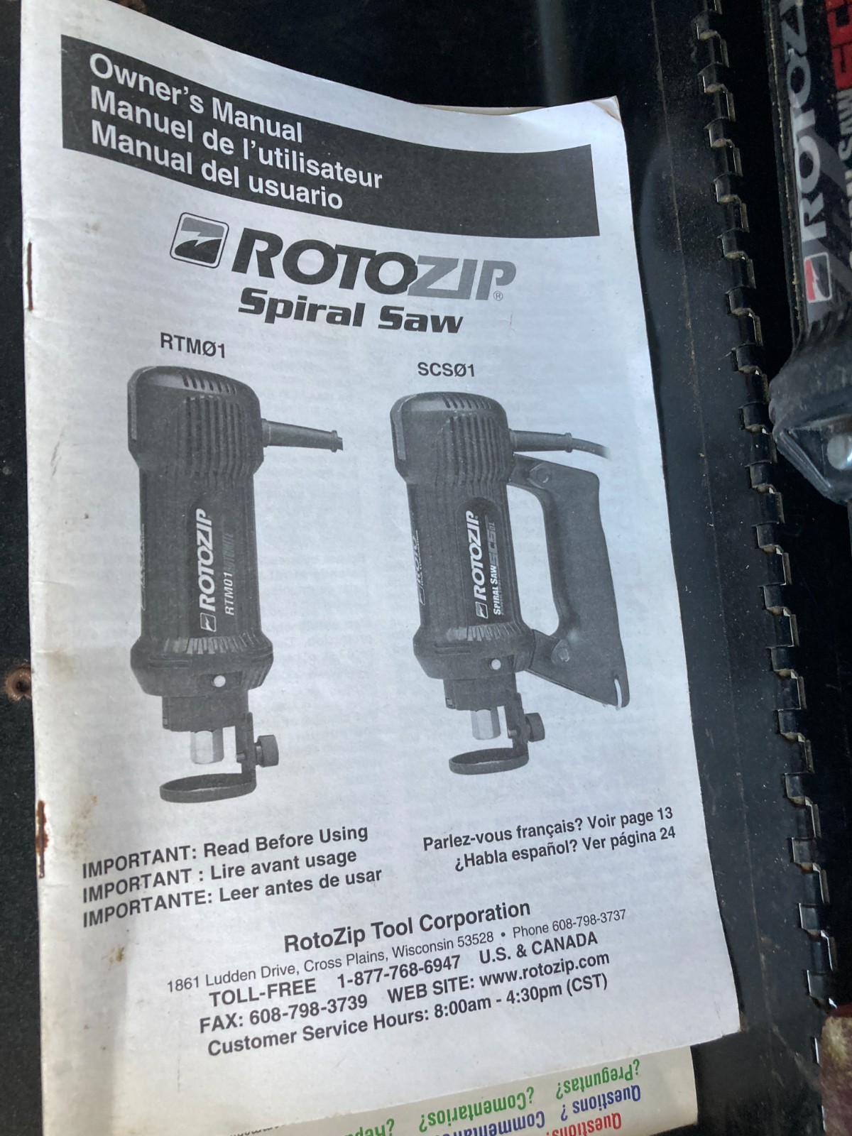 RotoZip Spiral Saw SCS01 Type 2 120 Volt Craftsman Carrying Case Made USA Tested
