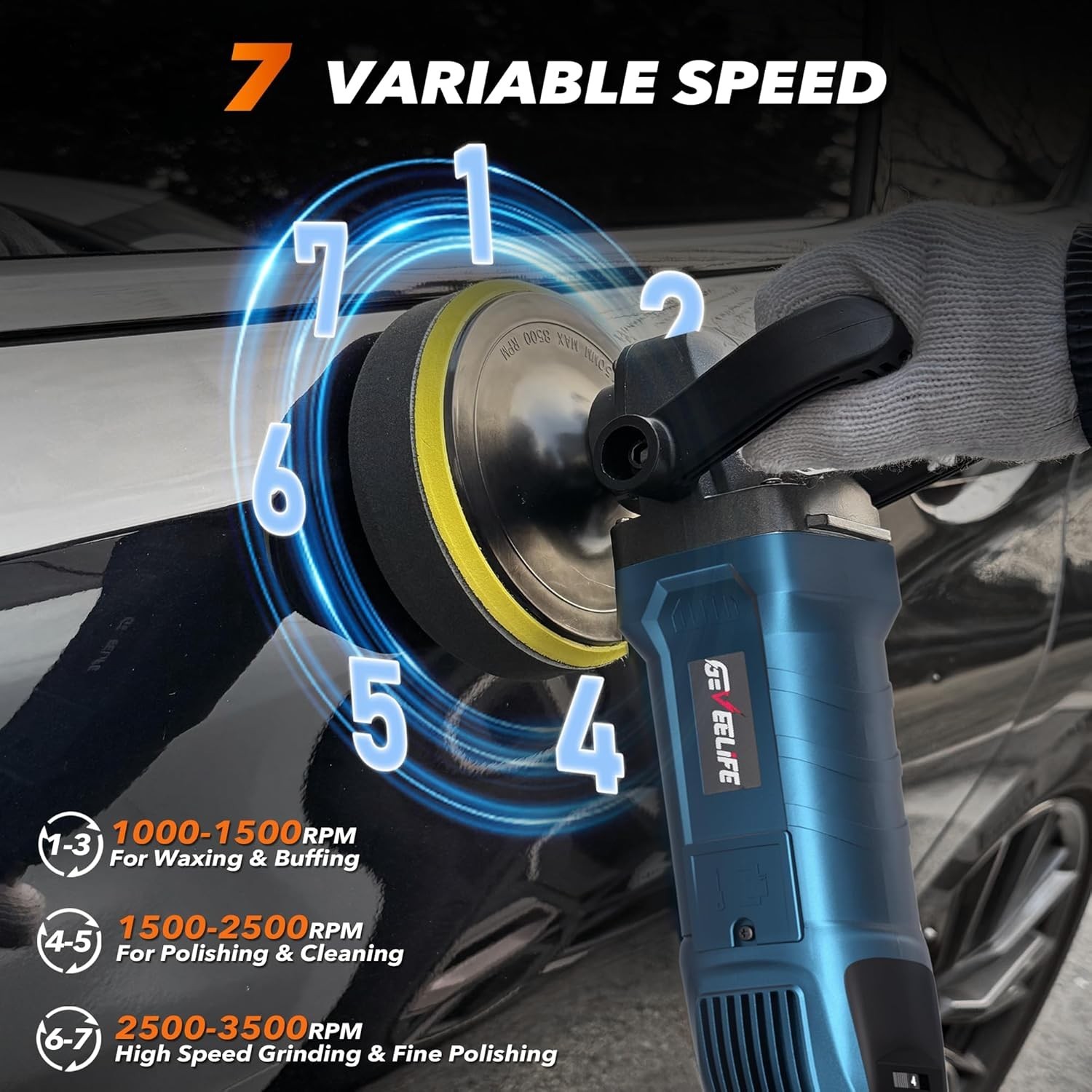 Lightweight & Ergonomic 6/7 Inch Buffer Polisher – 1600W with Safety Features