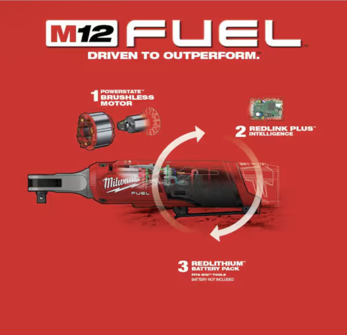 Milwaukee M12 12-Volt Lithium-Ion Brushless Cordless High Speed 3/8 in. Ratchet