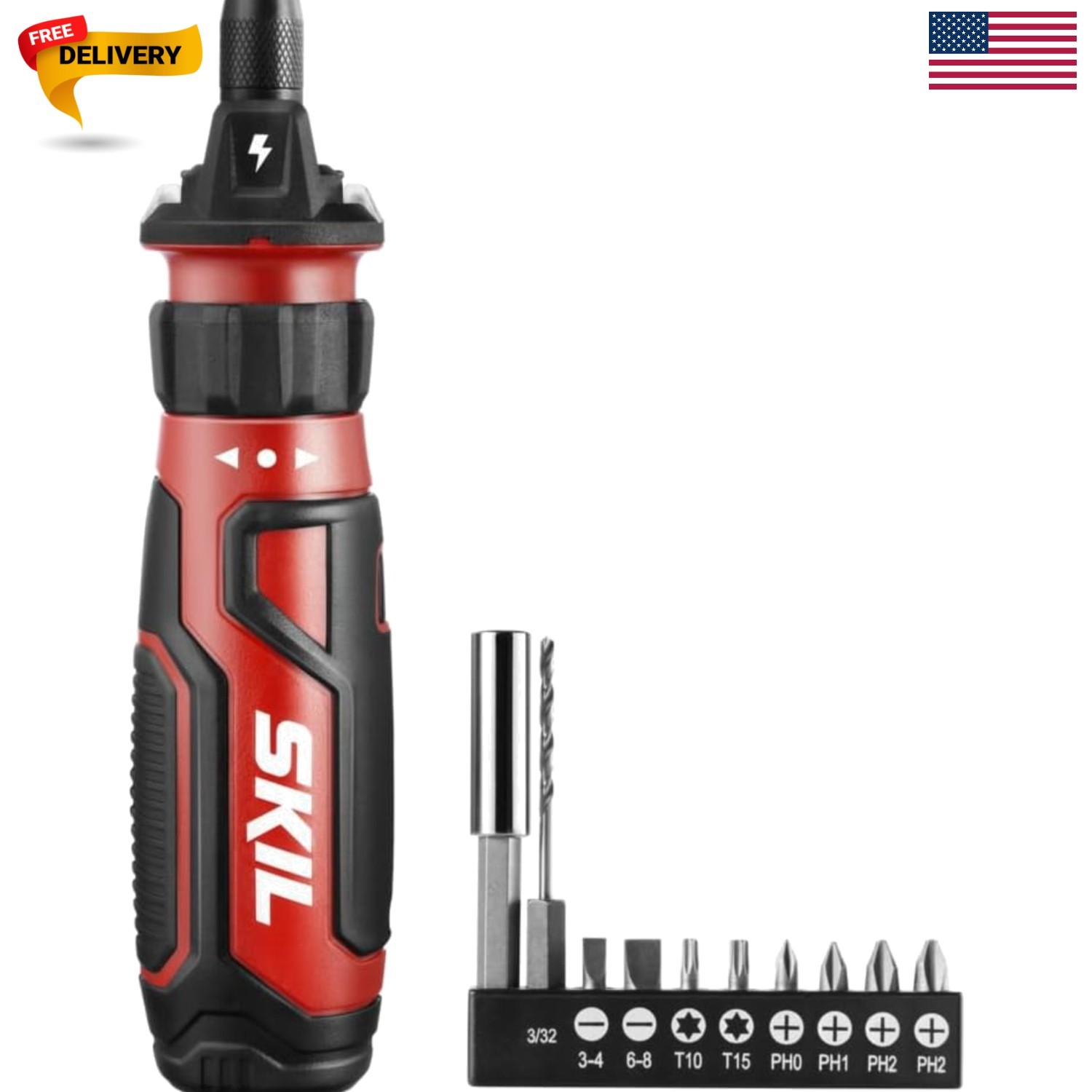 Rechargeable 4V Cordless Screwdriver with Circuit Sensor Technology, Includes…