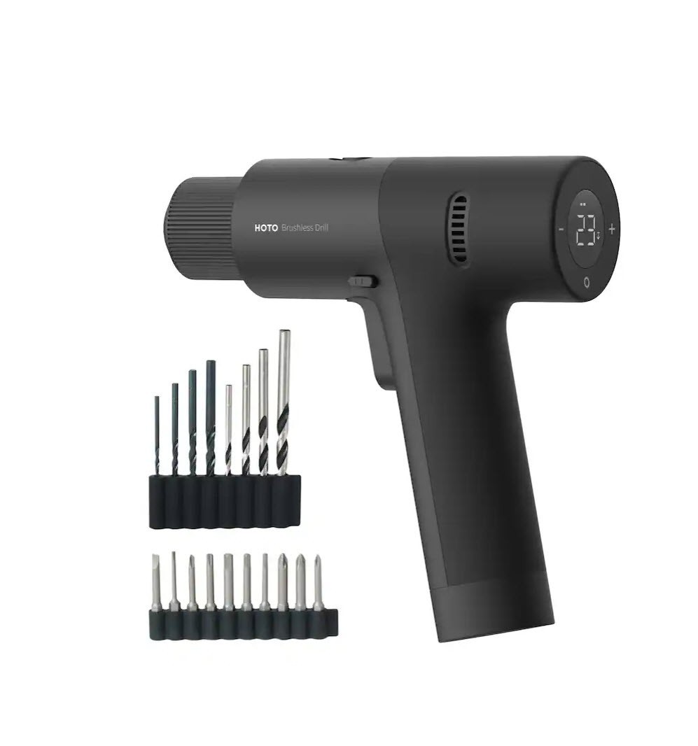 HOTO 12V Brushless Drill, Digital Display, 30 Torque Settings, Variable Speed