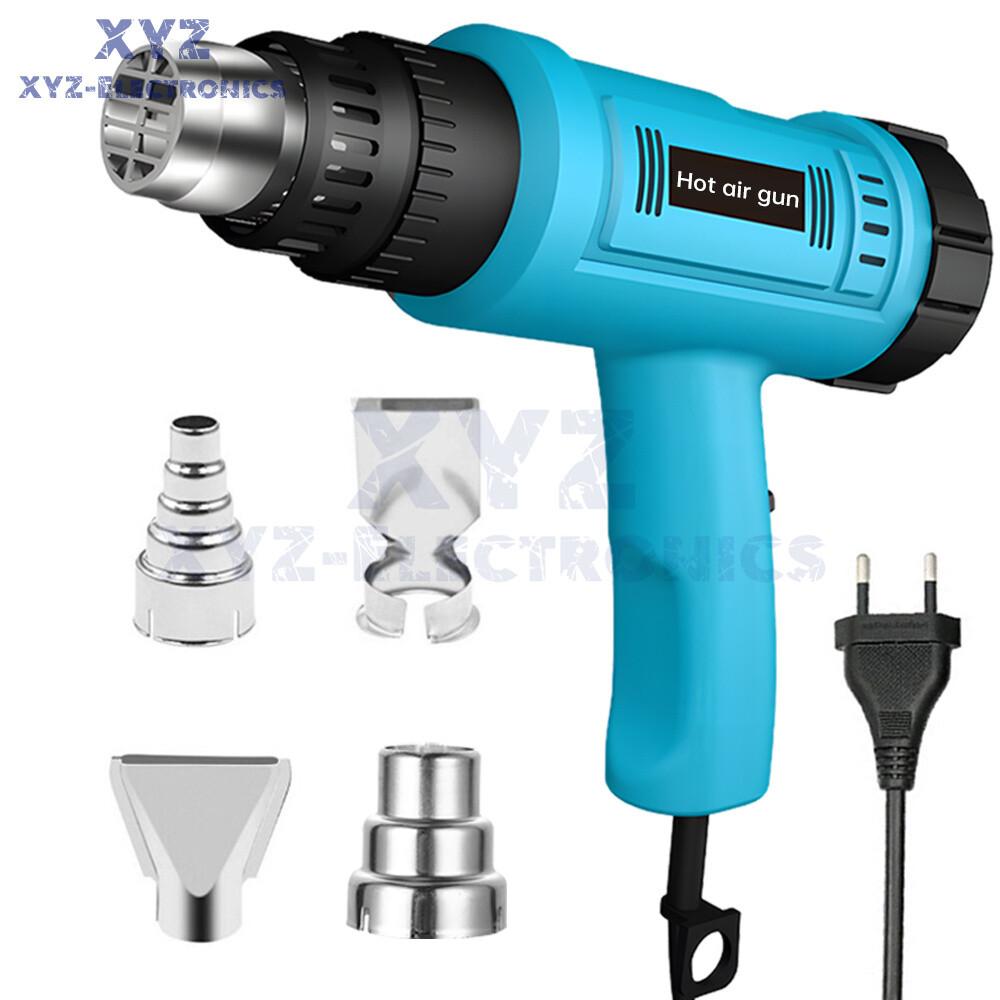 2000W Heat Gun Electric Hot Air Gun Dual Heating Wire Settings + 4 Nozzles Tool