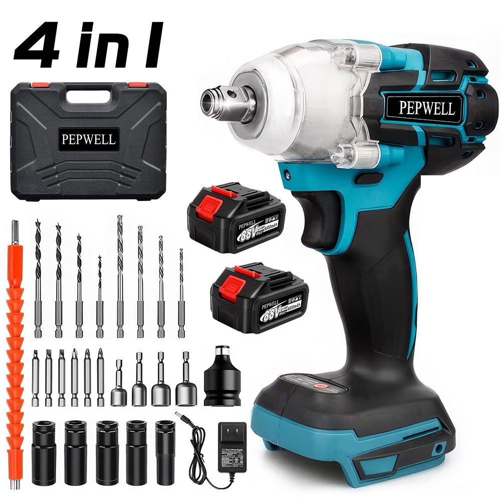 700Nm Cordless Impact Wrench Gun 1/2 » Brushless High Power Driver W/2*Battery