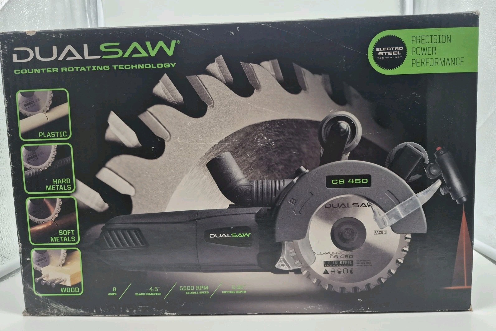 Dual Saw CS450 4 1/2&Prime; Counter Rotating Double Blade Circular Saw w/ Laser Guide