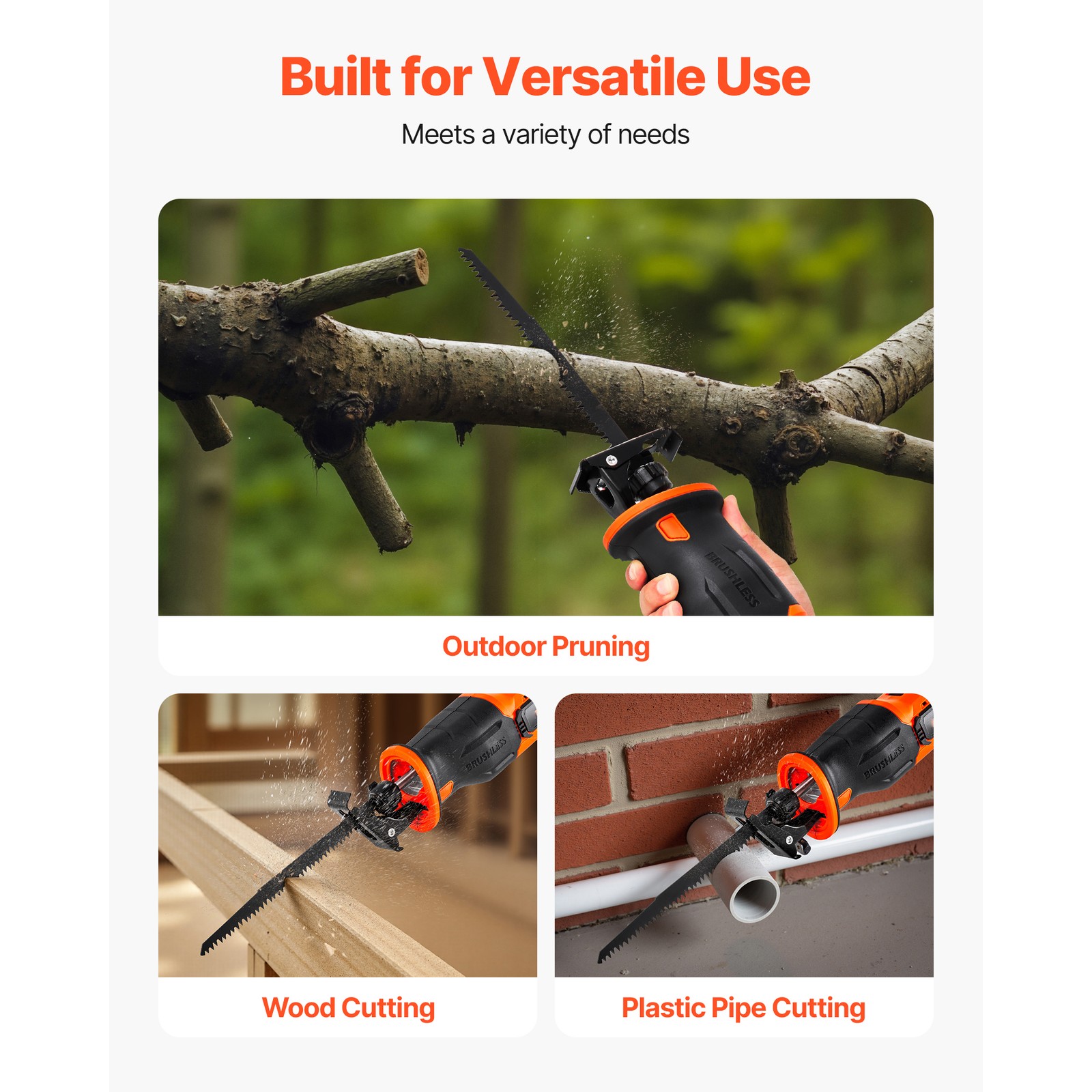 Uimoso 20V Brushless Cordless Electric Reciprocating Saw 3000 SPM Cutting Speed
