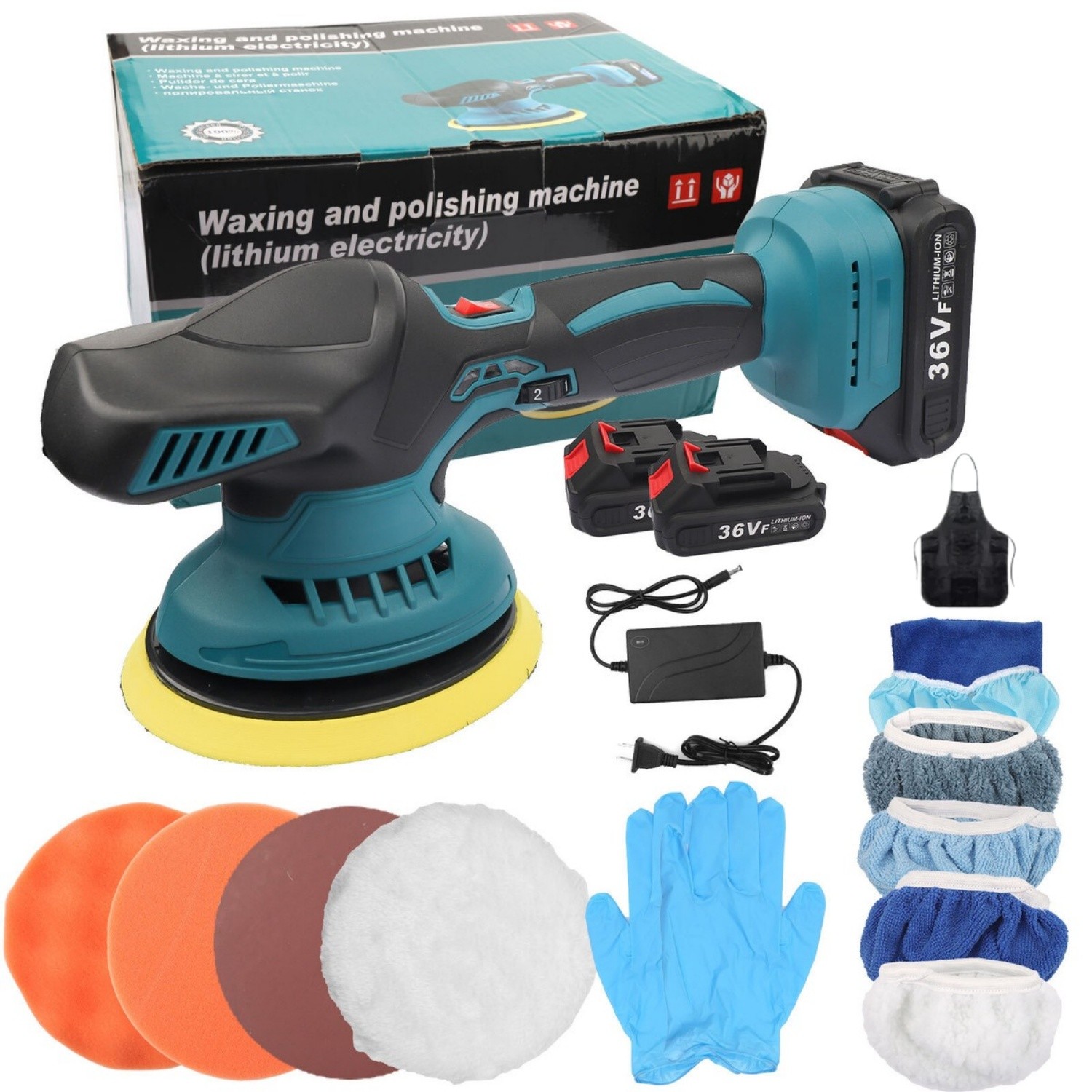 Wireless Car Polisher Buffer Sander Waxer Power Machine for Home w/ 2 Batteries