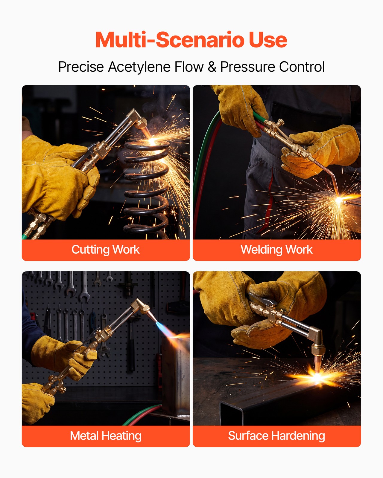 VEVOR Oxygen Acetylene Torch Kit 14PCS Gas Welding Cutting & Cylinder Holder