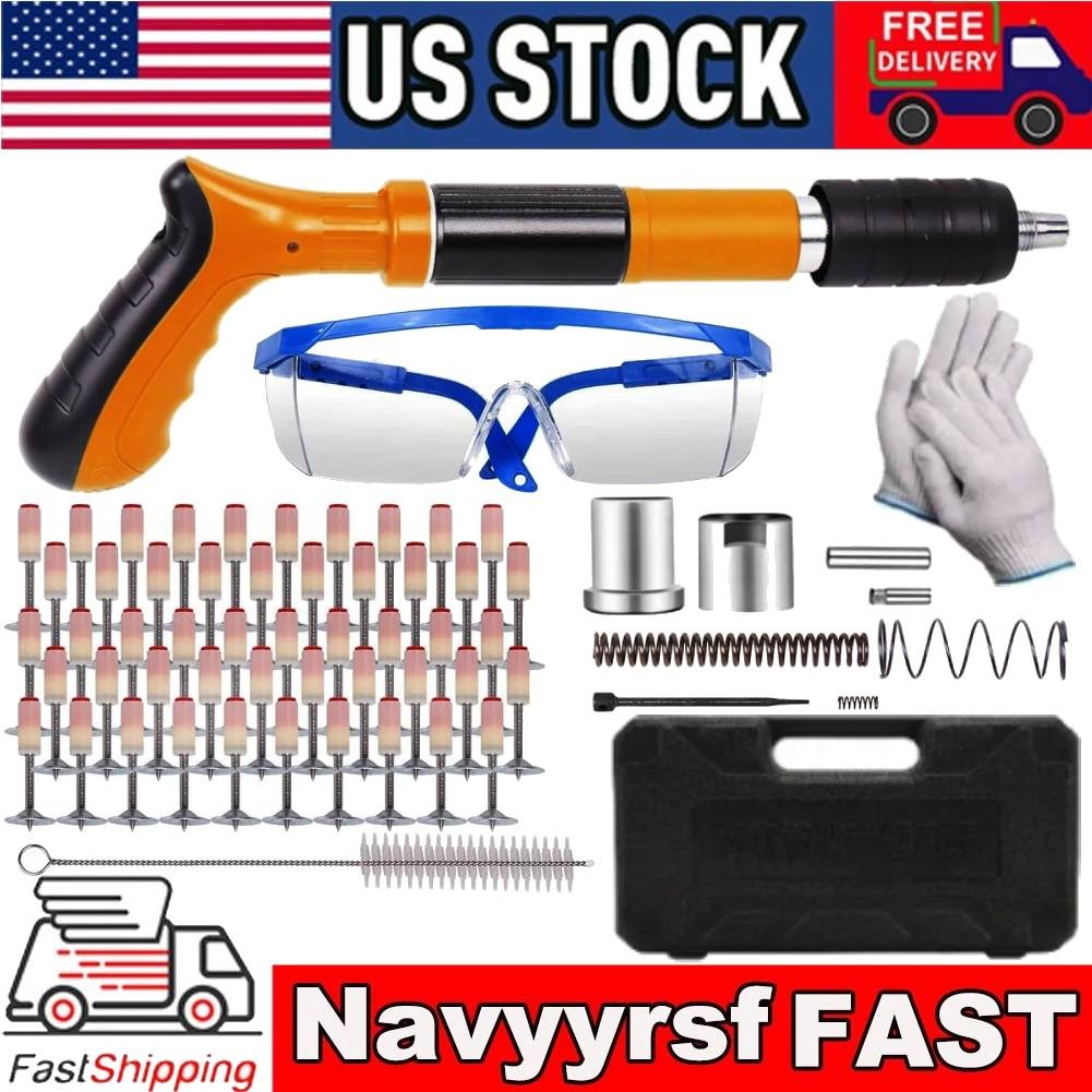Powerful Concrete Nail Gun Air Nailer Nail Wall Fastening Tool+50PCS Round Nails
