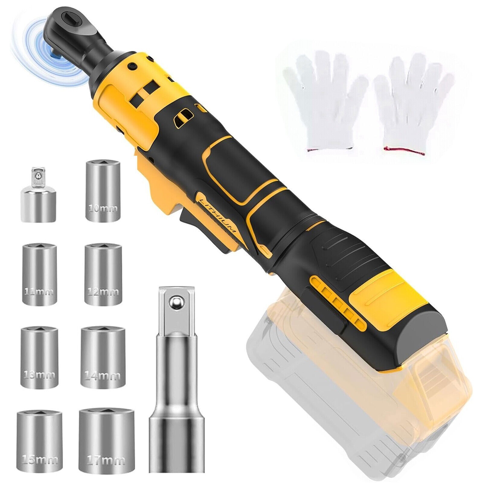 Extended Electric Cordless Ratchet Wrench 3/8&Prime; 70 ft-lbs (88 Nm) for Dewalt 20V
