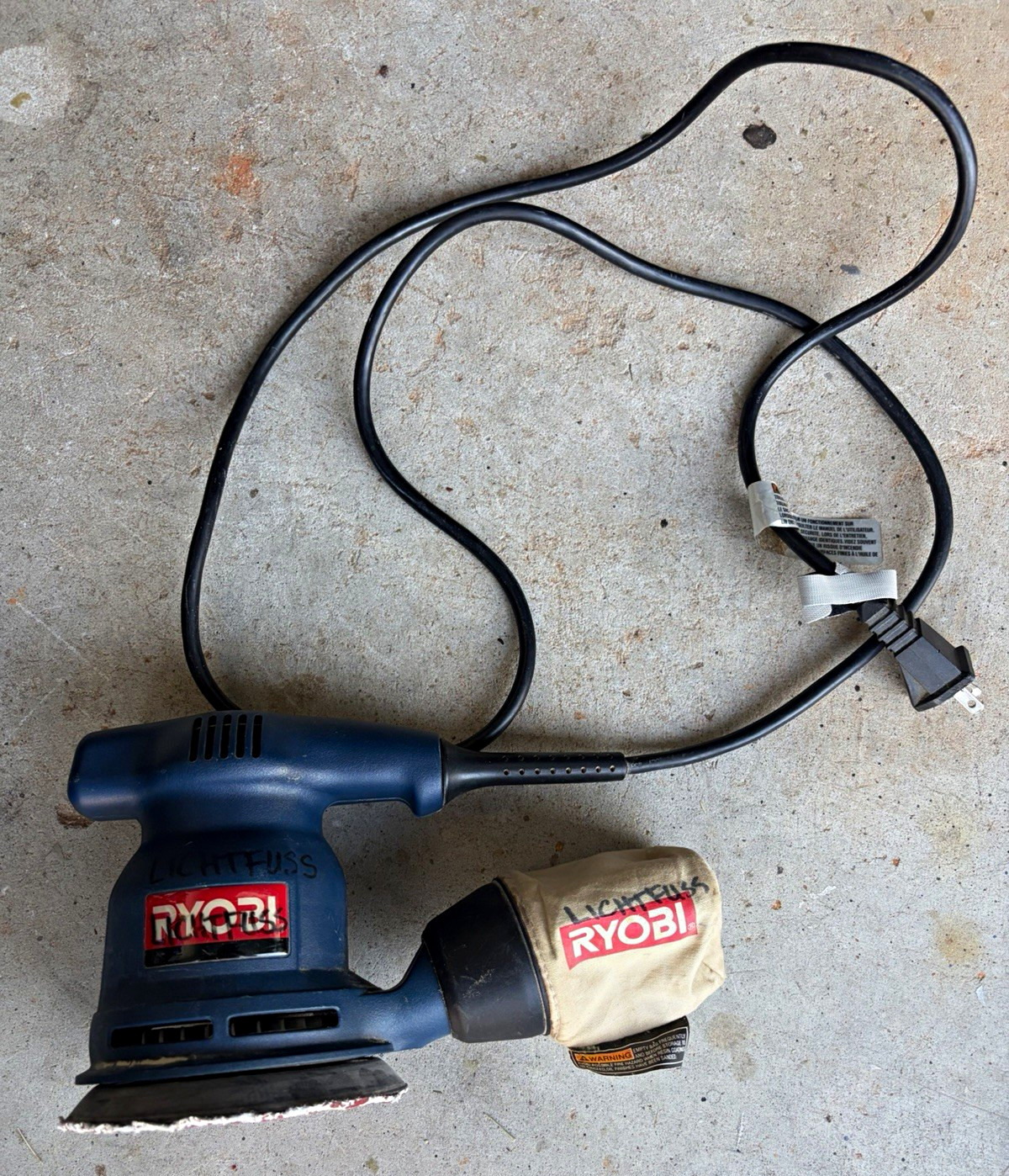 Ryobi RS241 Corded Electric Orbital Sander 120V Blue/Black w/ Dust Bag