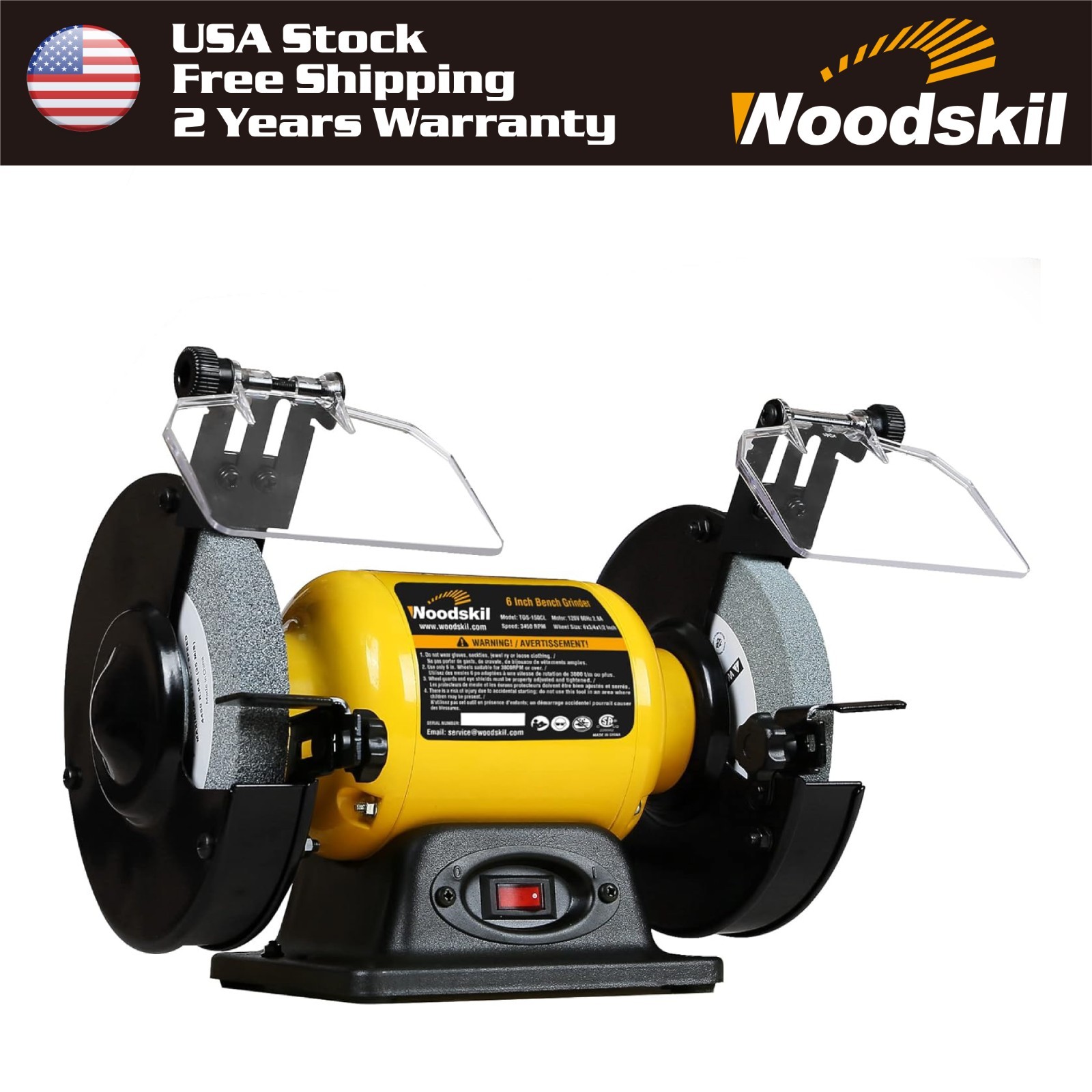 Woodskil 2.8A 1/2HP 6Inch High-Speed Bench Grinder, Table Grinder for Sharpening