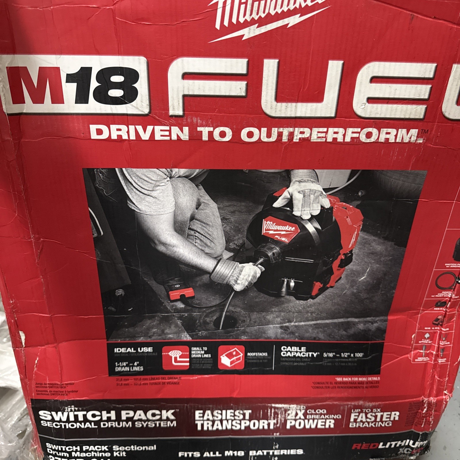 Milwaukee 2775B-211 M18 Fuel Switch Pack Sectional Drum Drain Cleaner Kit-B