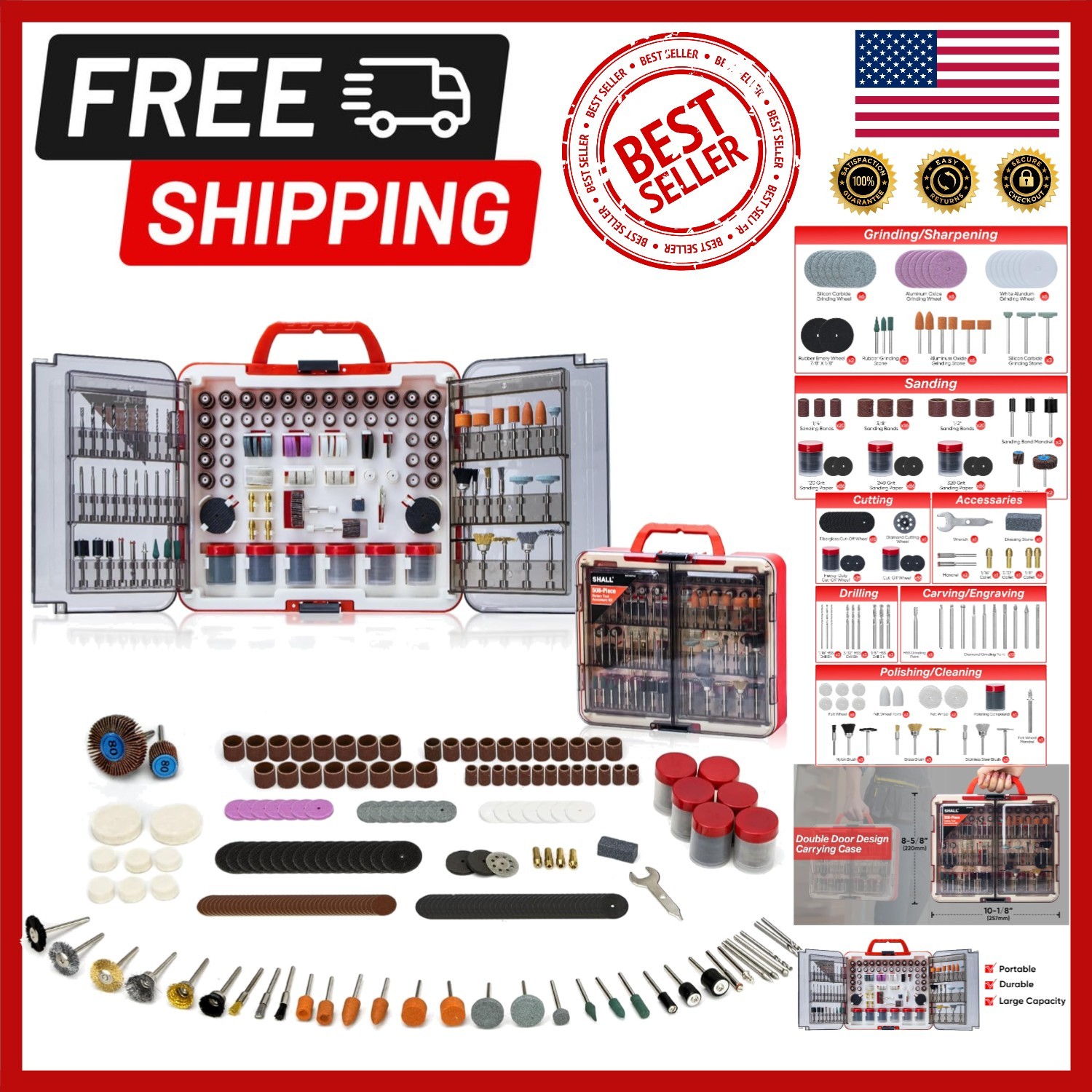 Universal Rotary Tool Kit with 508 Accessories – Ideal for Sanding and Cutting