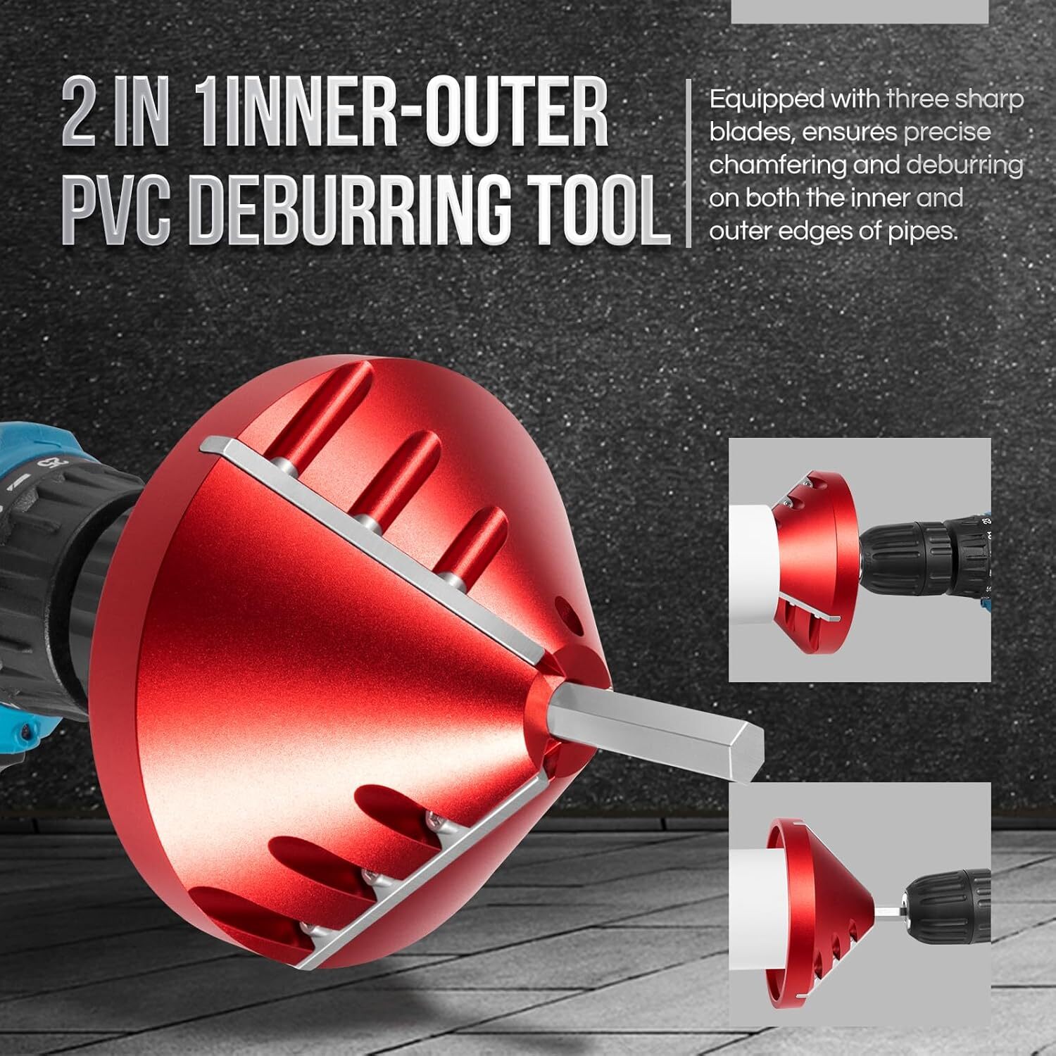 2 in 1 PVC Deburring Tool, Inner-Outer PVC Chamfer Tool Kits for PVC,ABS,PP Pipe