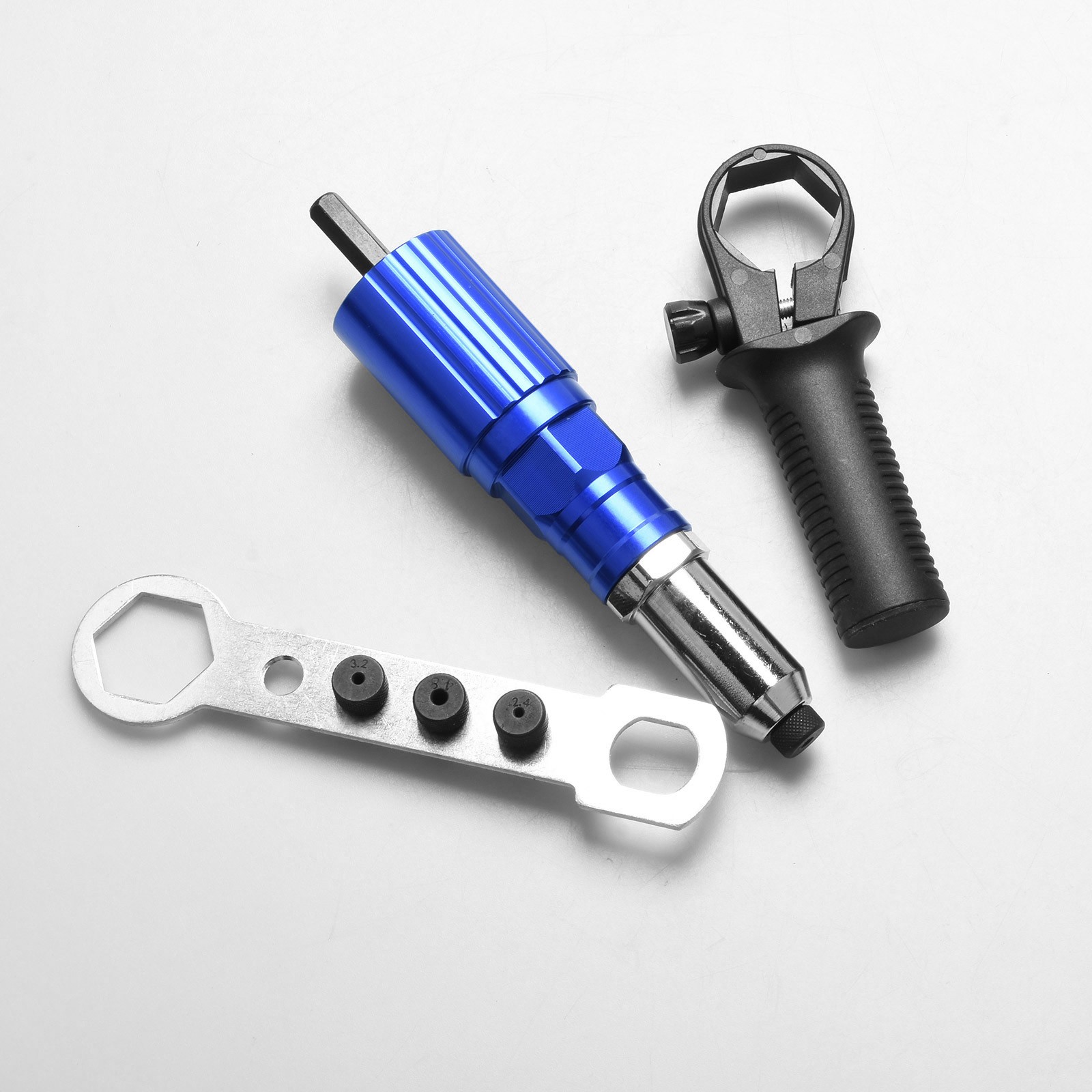 Automotive HVAC Metal Electric Drill Rivet Gun Adapter 4 Sizes 1/4 Hex Shank