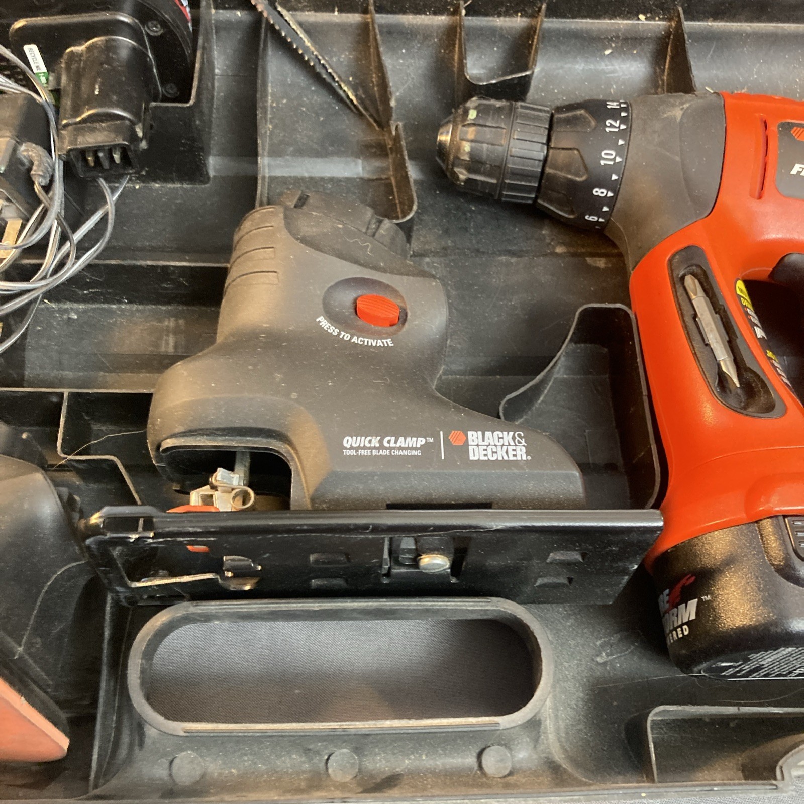 Black & Decker 12V Multi Tool Set Jigsaw Drill & Sander 2 Batteries W/ Charger