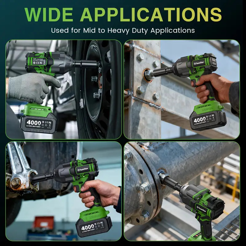 TaskStar Cordless Impact Wrench 1/2 1180Ft-lbs/1600 Nm Brushless Electric Wrench