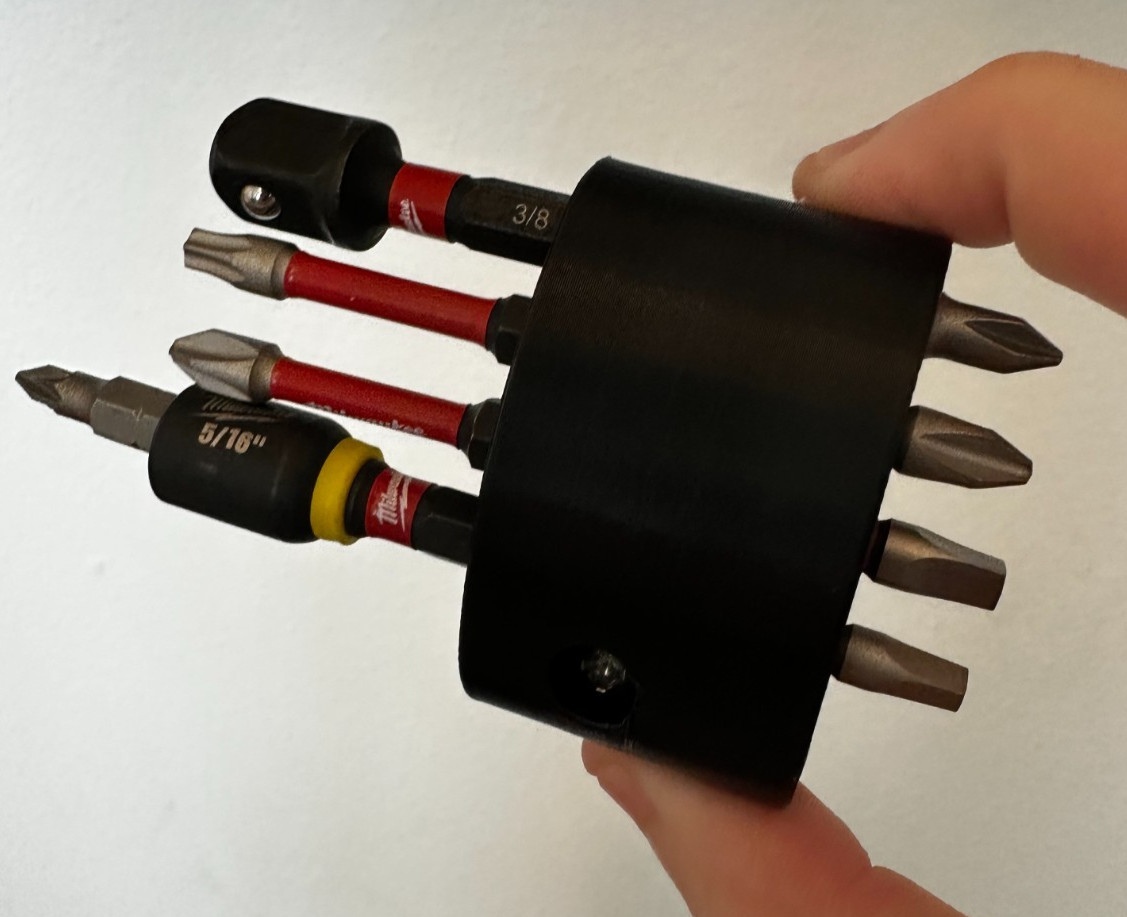 Magnetic Bit Bank (8 Piece) Milwaukee M12 Gen 3 Hammer Drill (3D Printed)