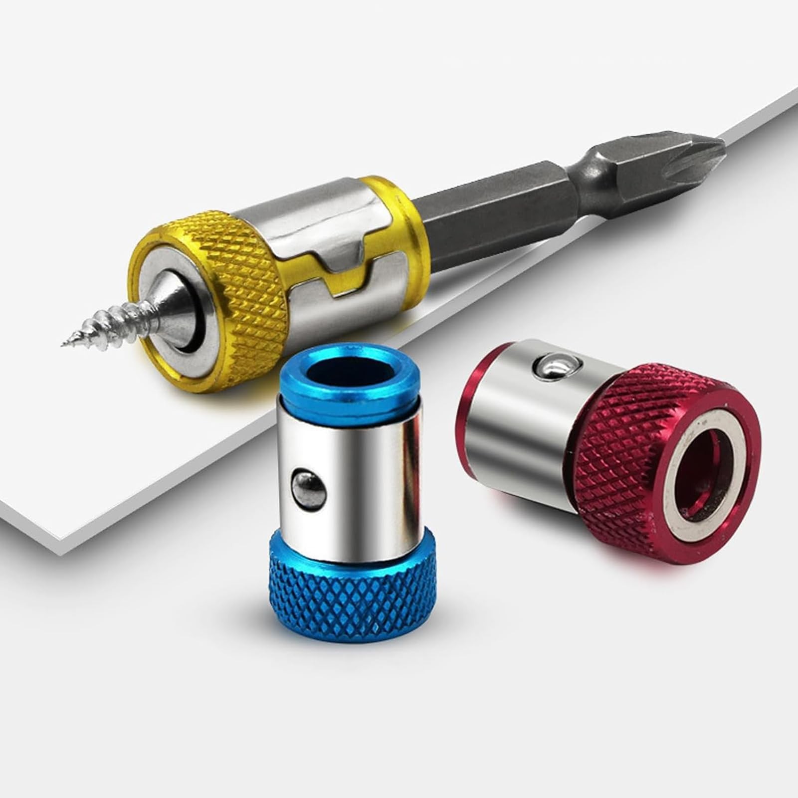 3-Pack Screwdriver Head Magnetic Ring for Drill & One Size, Red/Blue/Yellow
