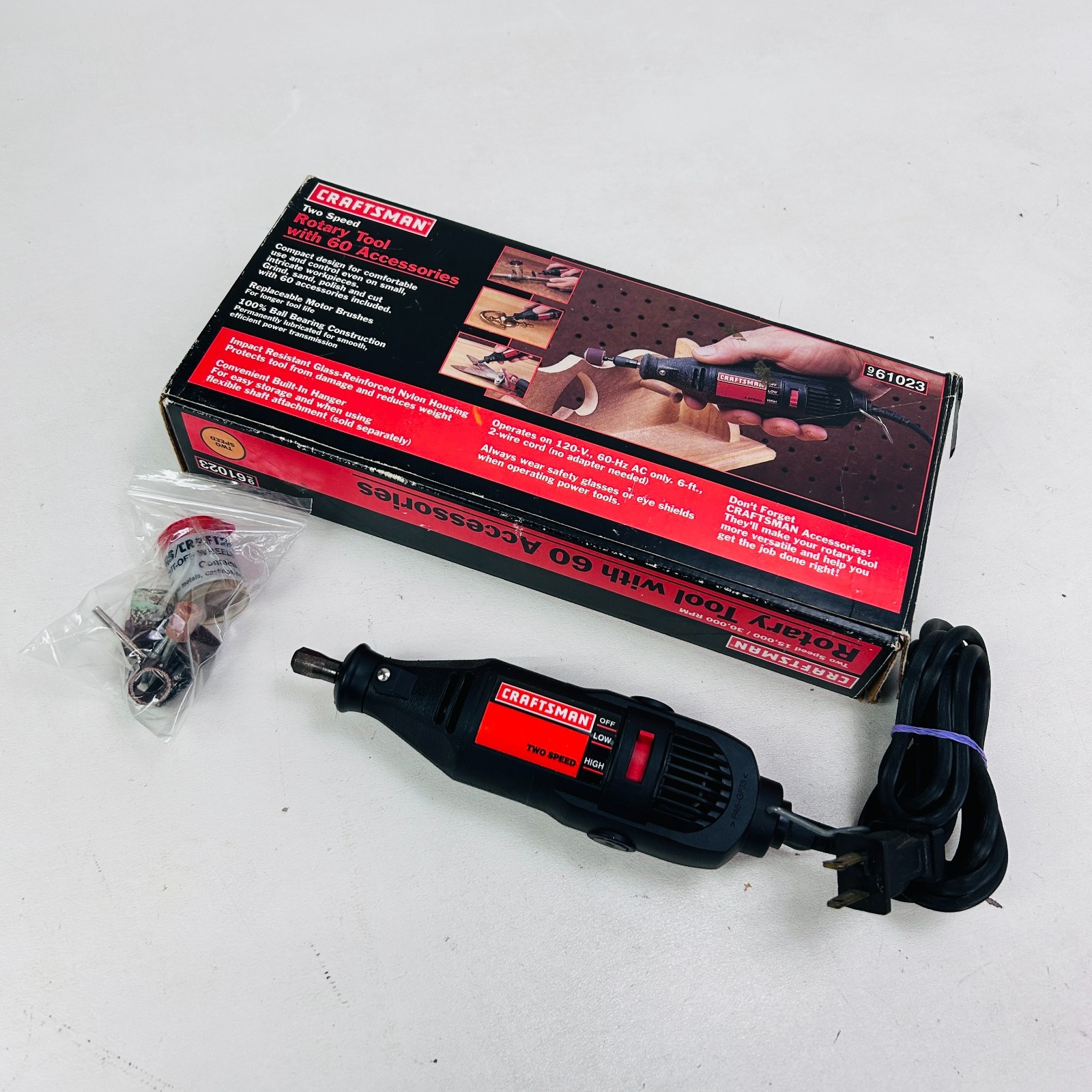 Sears Craftsman Vintage Rotary Tool 2-Speed 15000rpm-30000rpm Keyless 961023