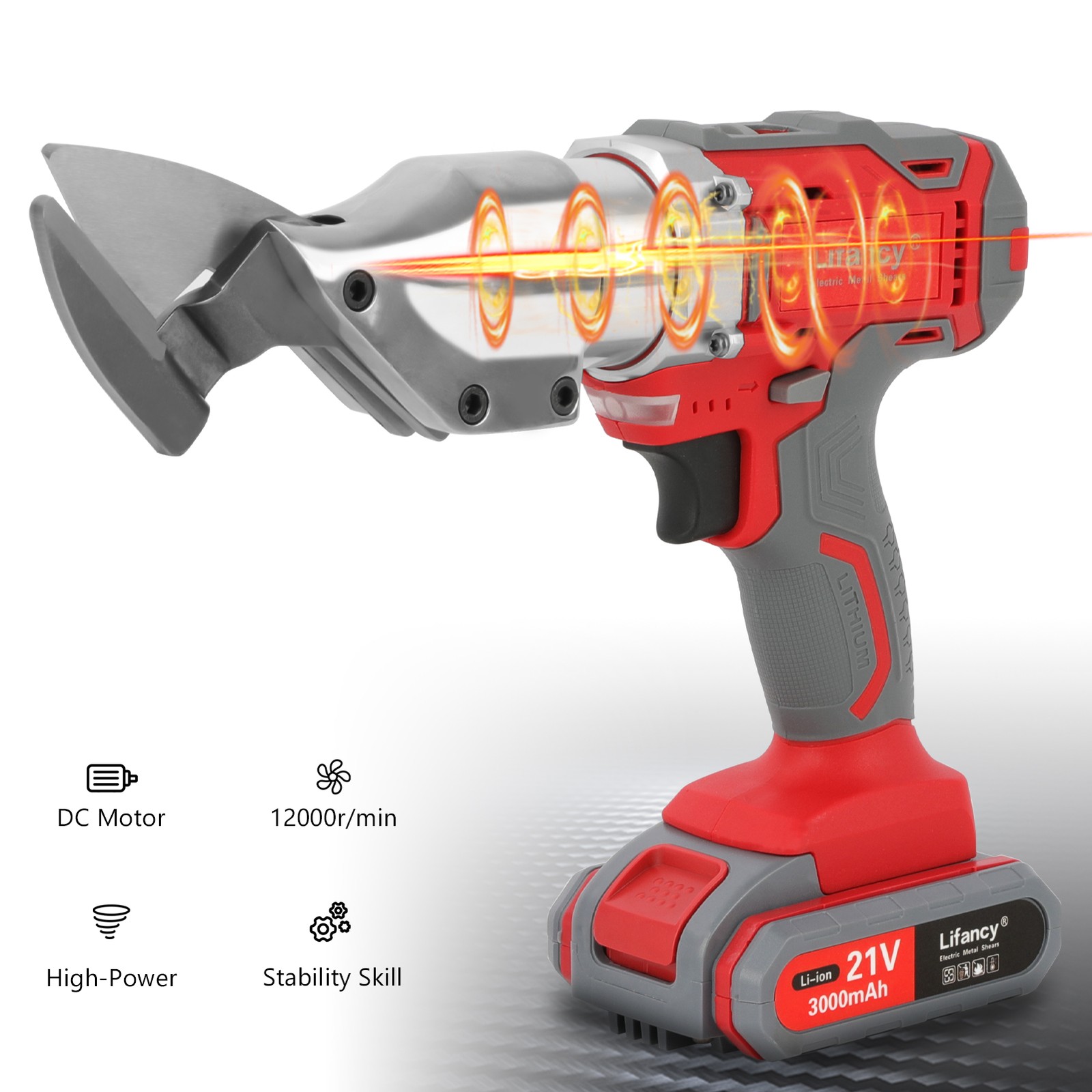 21 Volt 15 Gauge 3,000-SPM Off-Set Metal Shears Swivel Head Cordless 2 Batteries