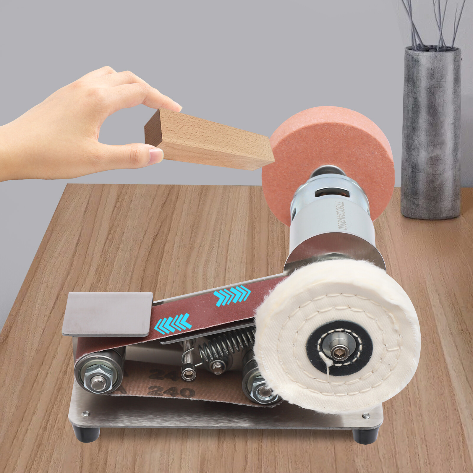 Electric Small Belt Sander&7-Stage Adjustable Polisher with 20pcs Belt 9000r/min