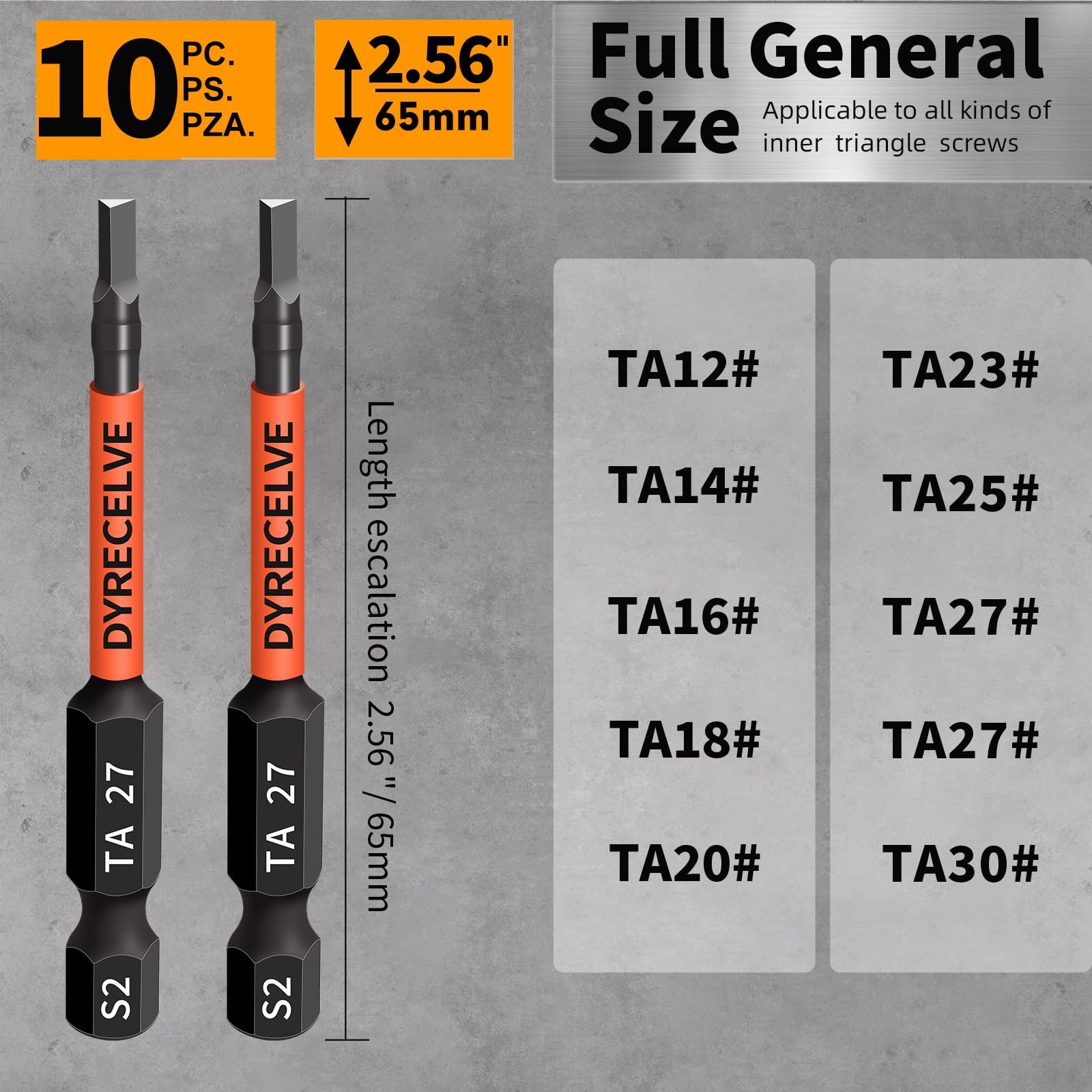10-Pack Triangle 10 Pack Bit Set, Black Screwdriver Set